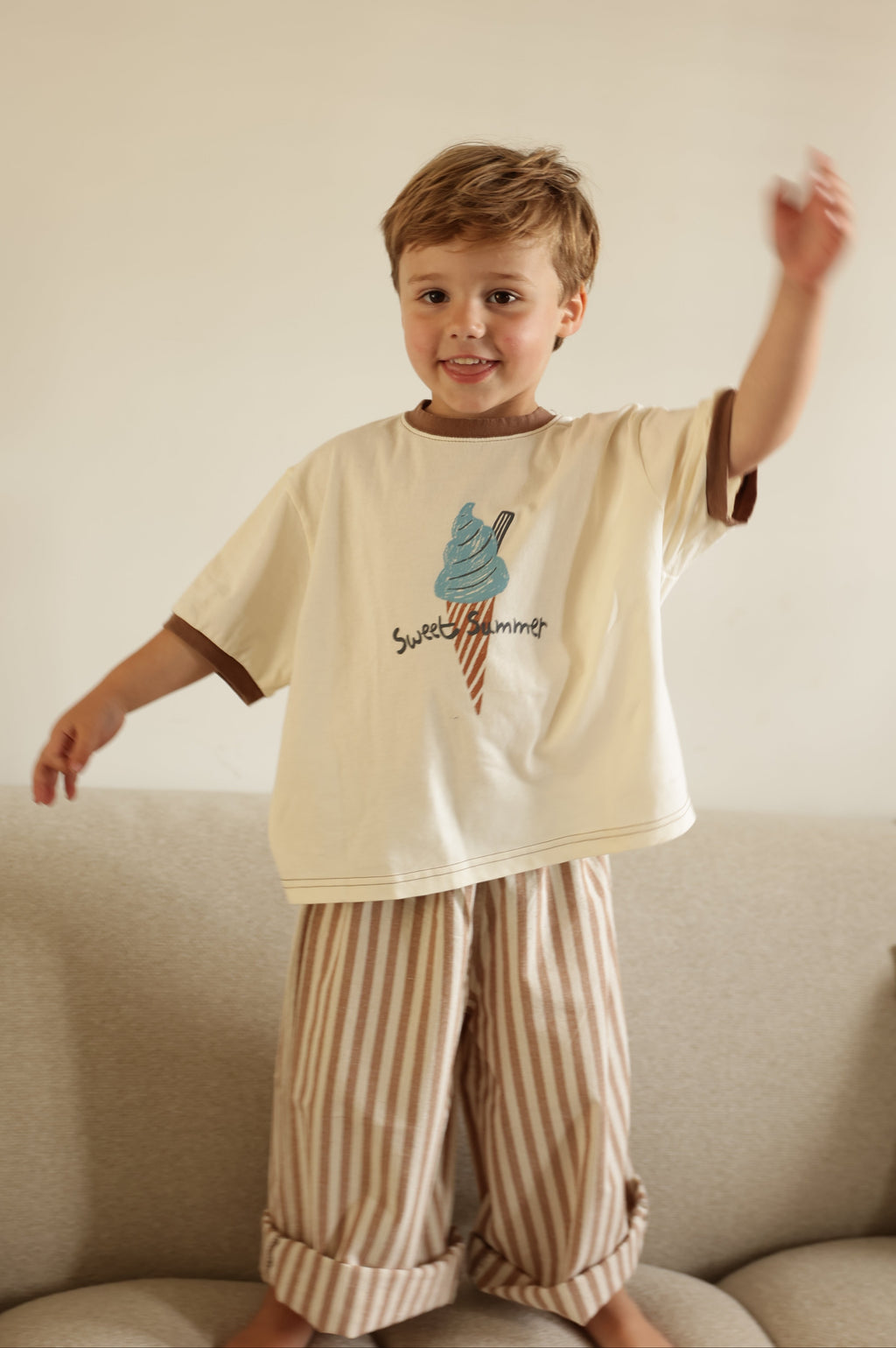 William trousers - beige with stripes