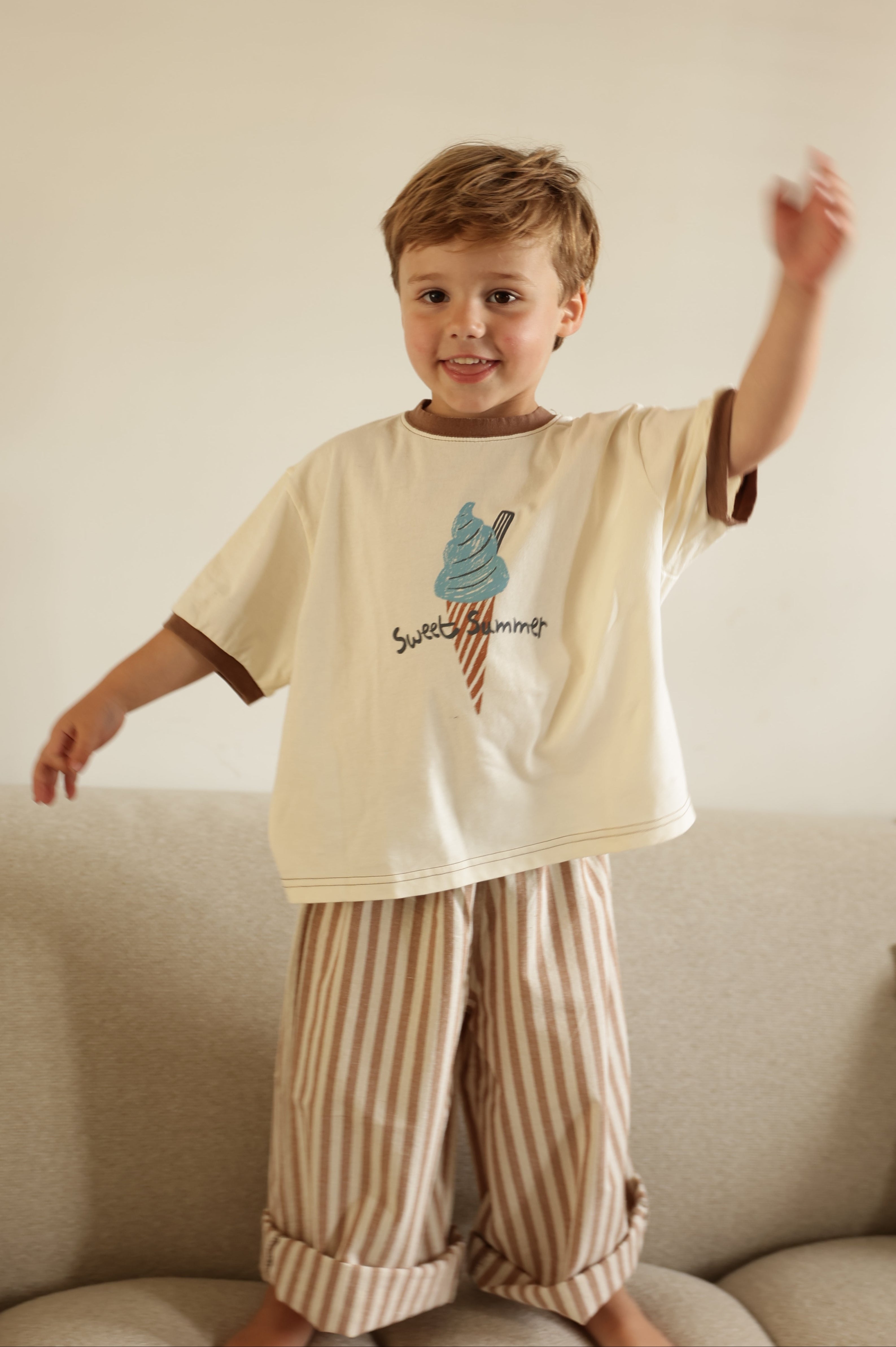 William trousers - beige with stripes