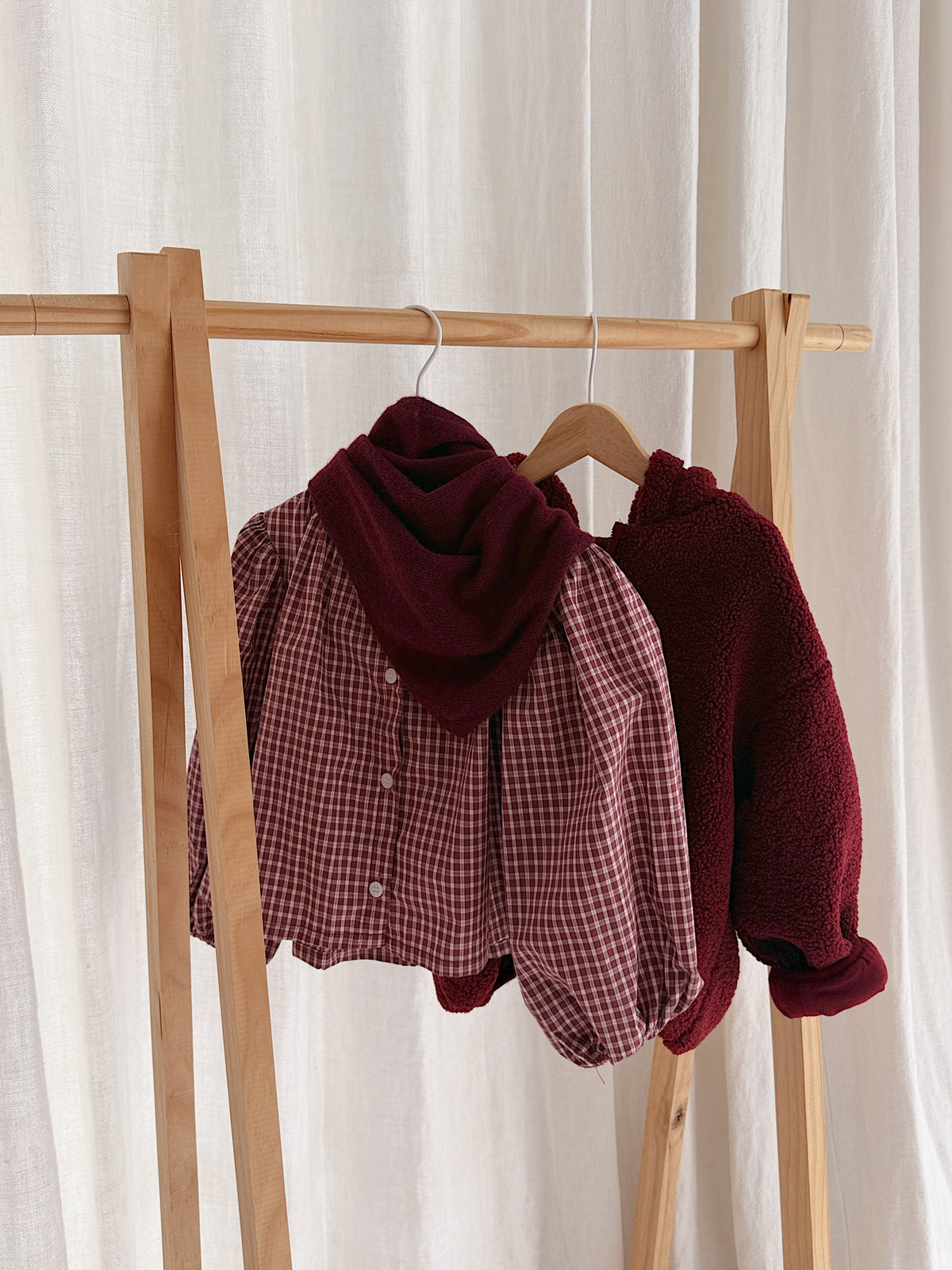 Blouse Agatha - carreaux bordeaux