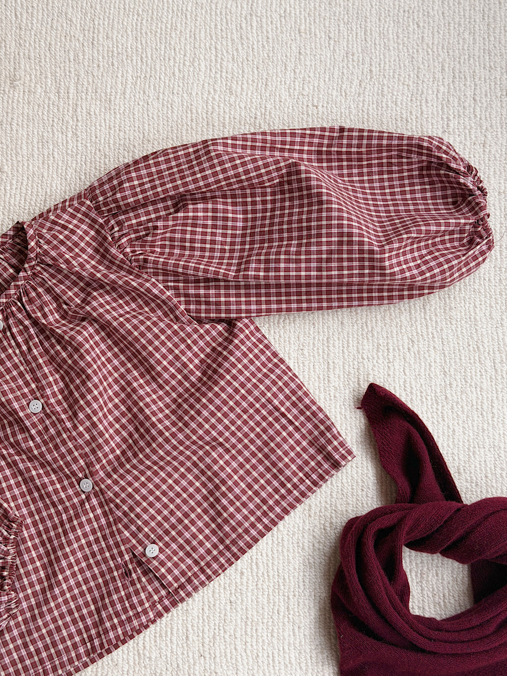 Blouse Agatha - carreaux bordeaux
