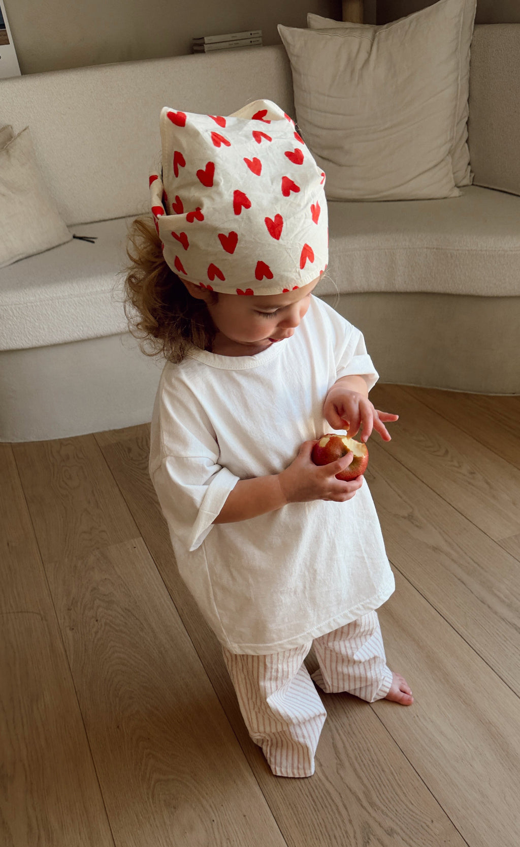 Foulard Lisa - écru à coeurs