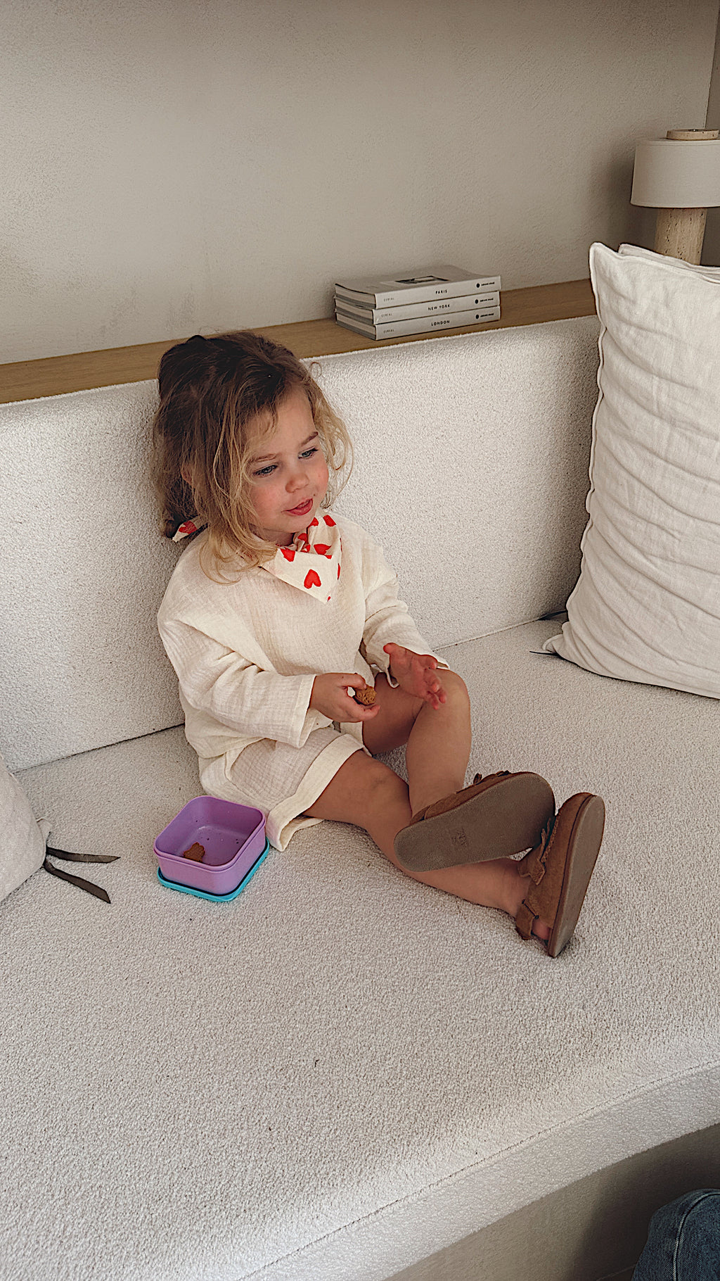 Foulard Lisa - écru à coeurs