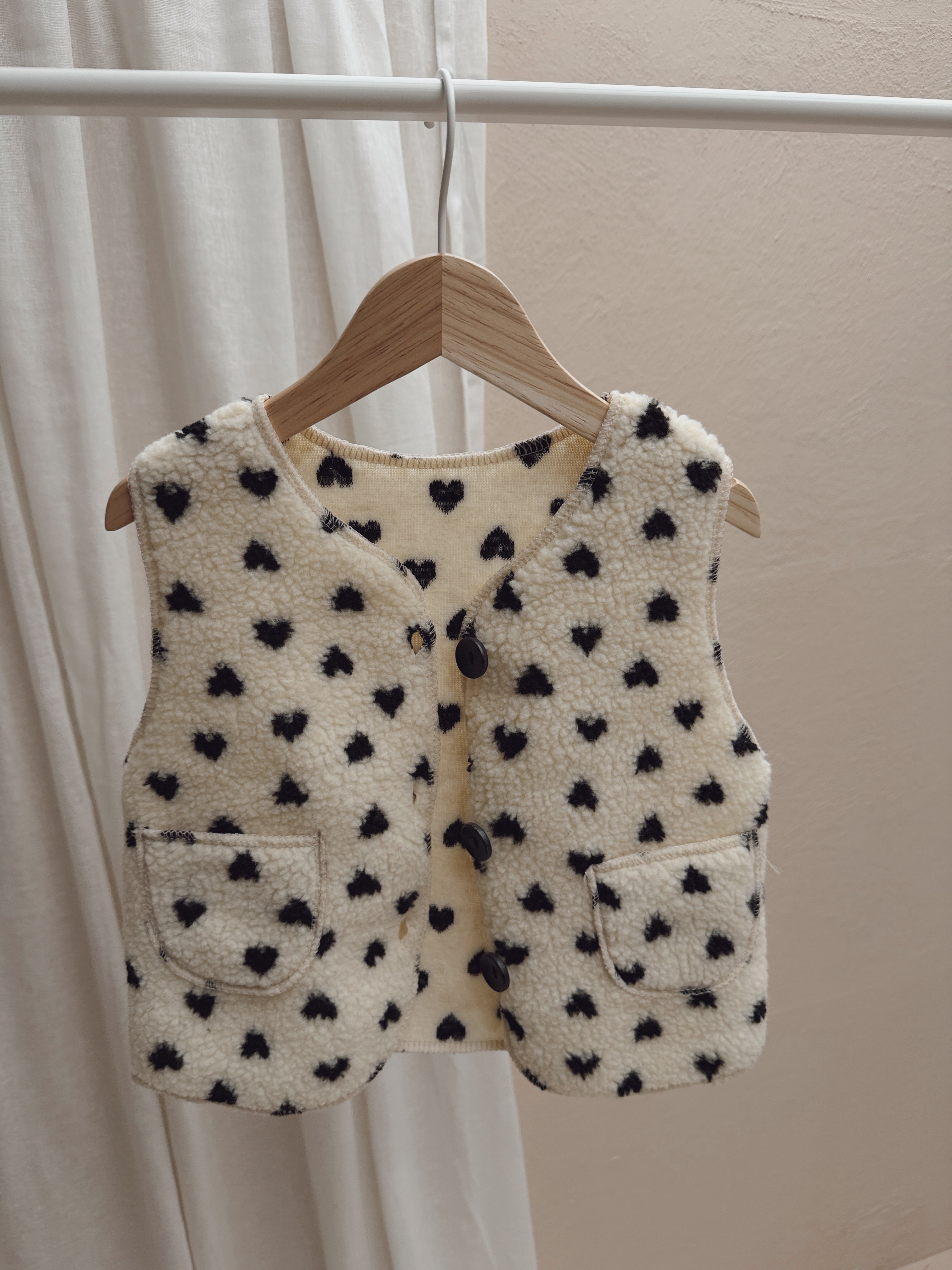 Gilet Flo - écru à motif coeur