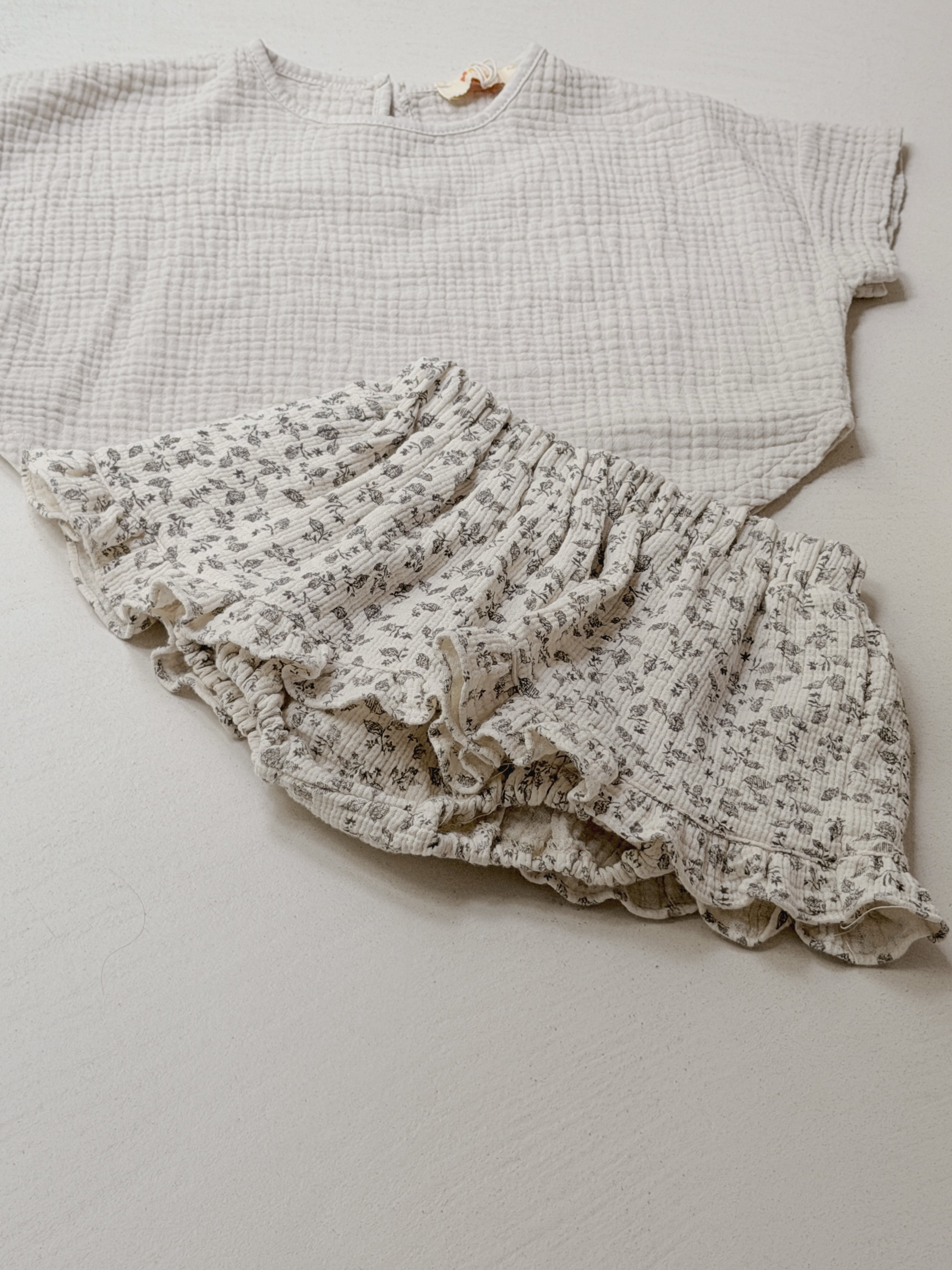 Jupe-culotte Agnès - écru à fleurs