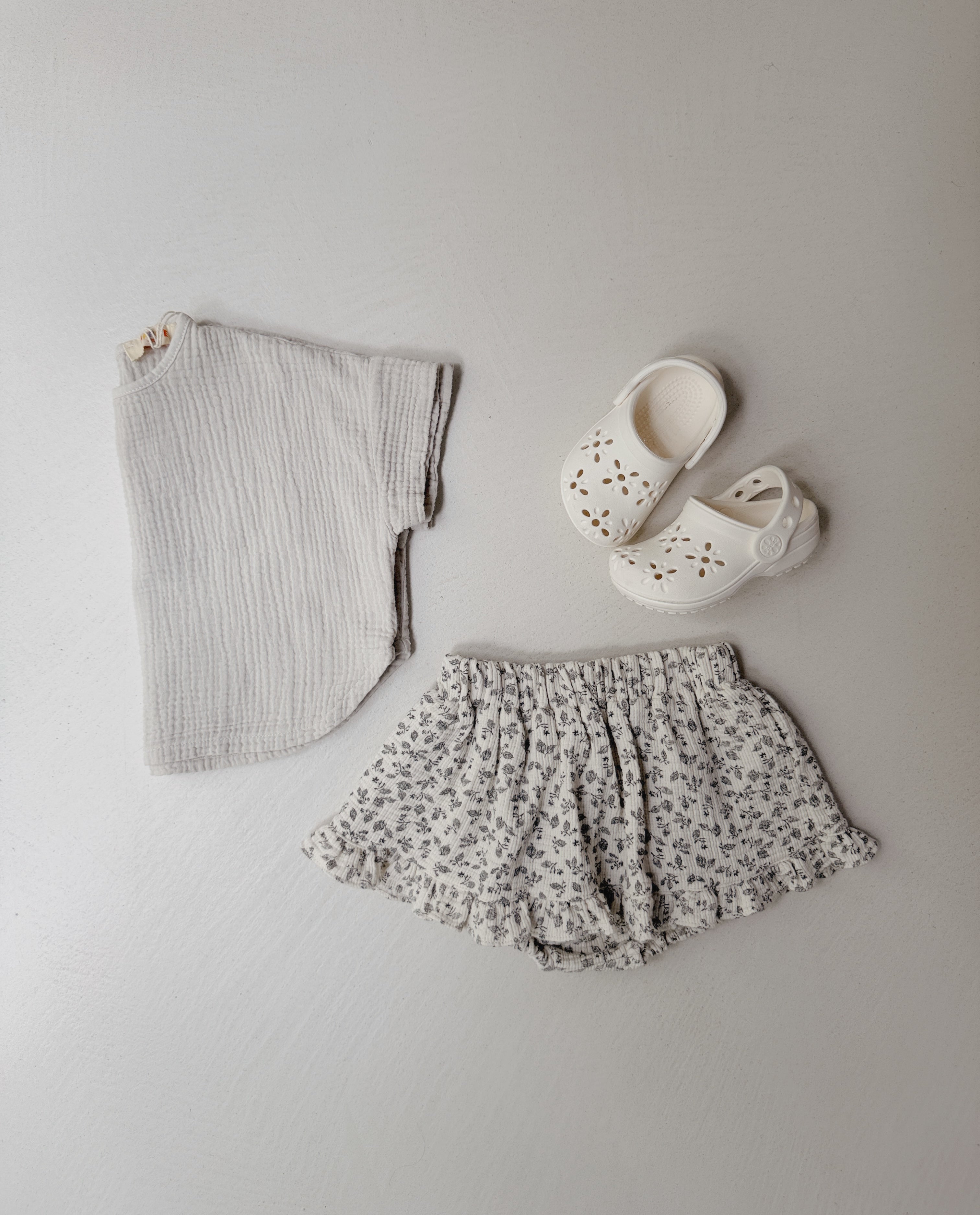 Jupe-culotte Agnès - écru à fleurs