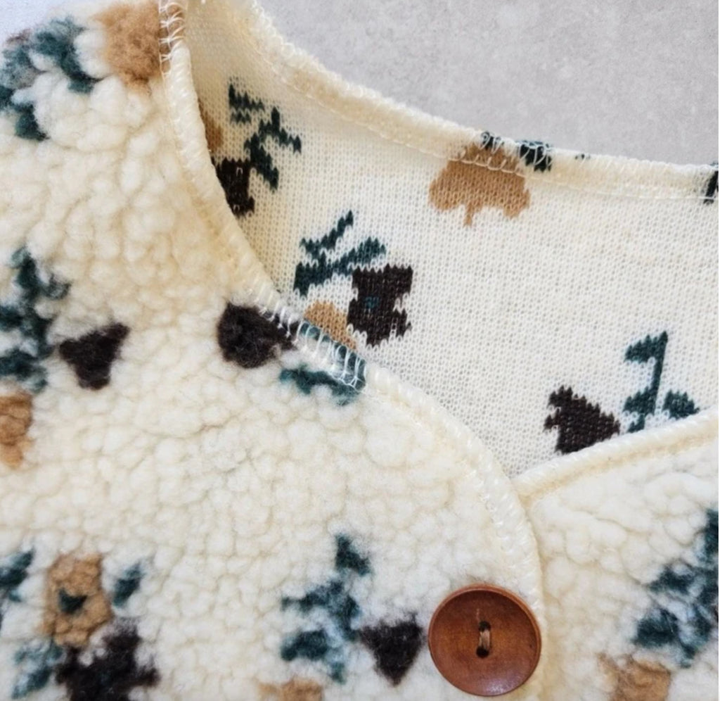 Gilet Flo - écru à motif fleuri