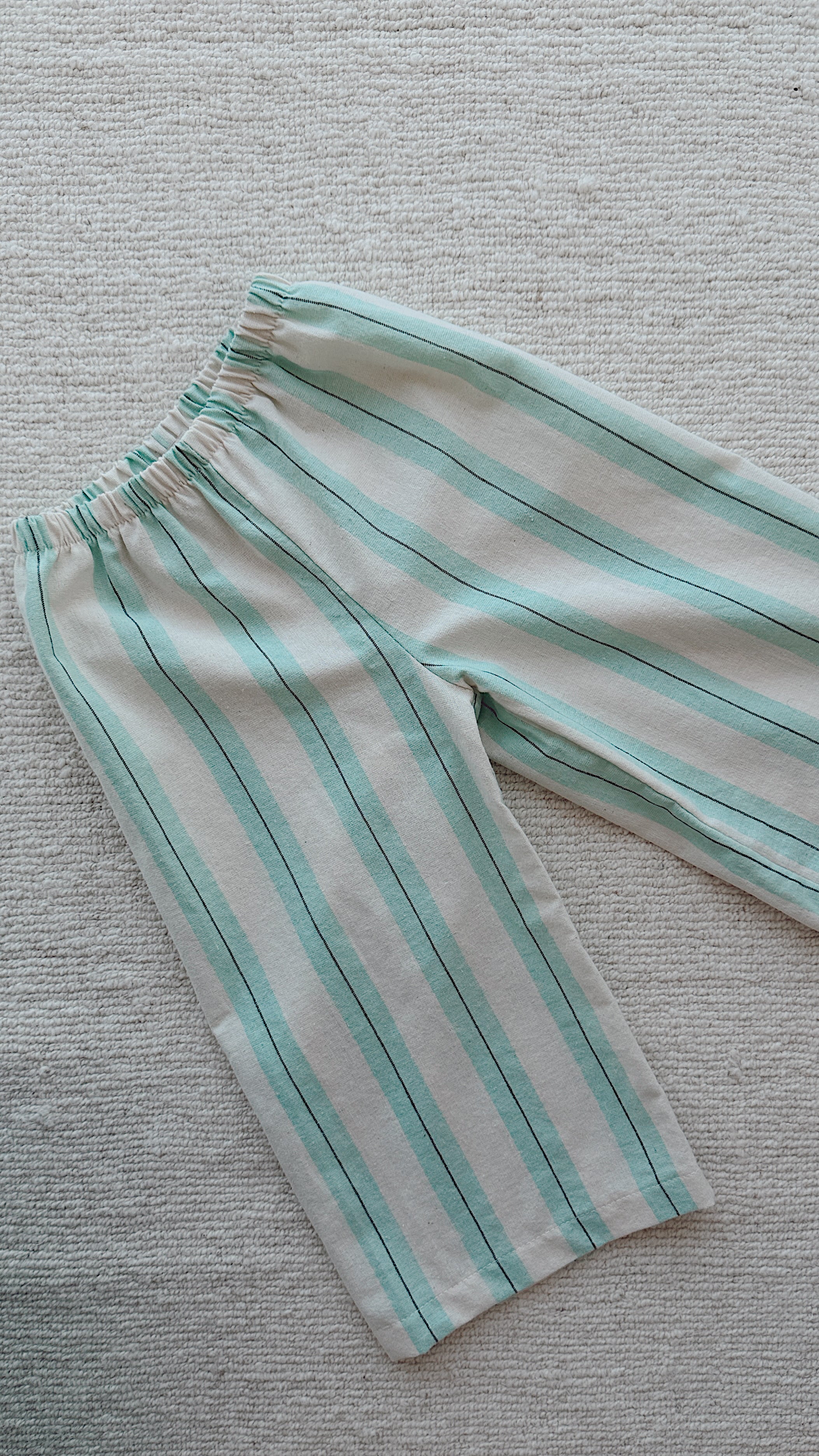Pantalon Lino - vert à lignes