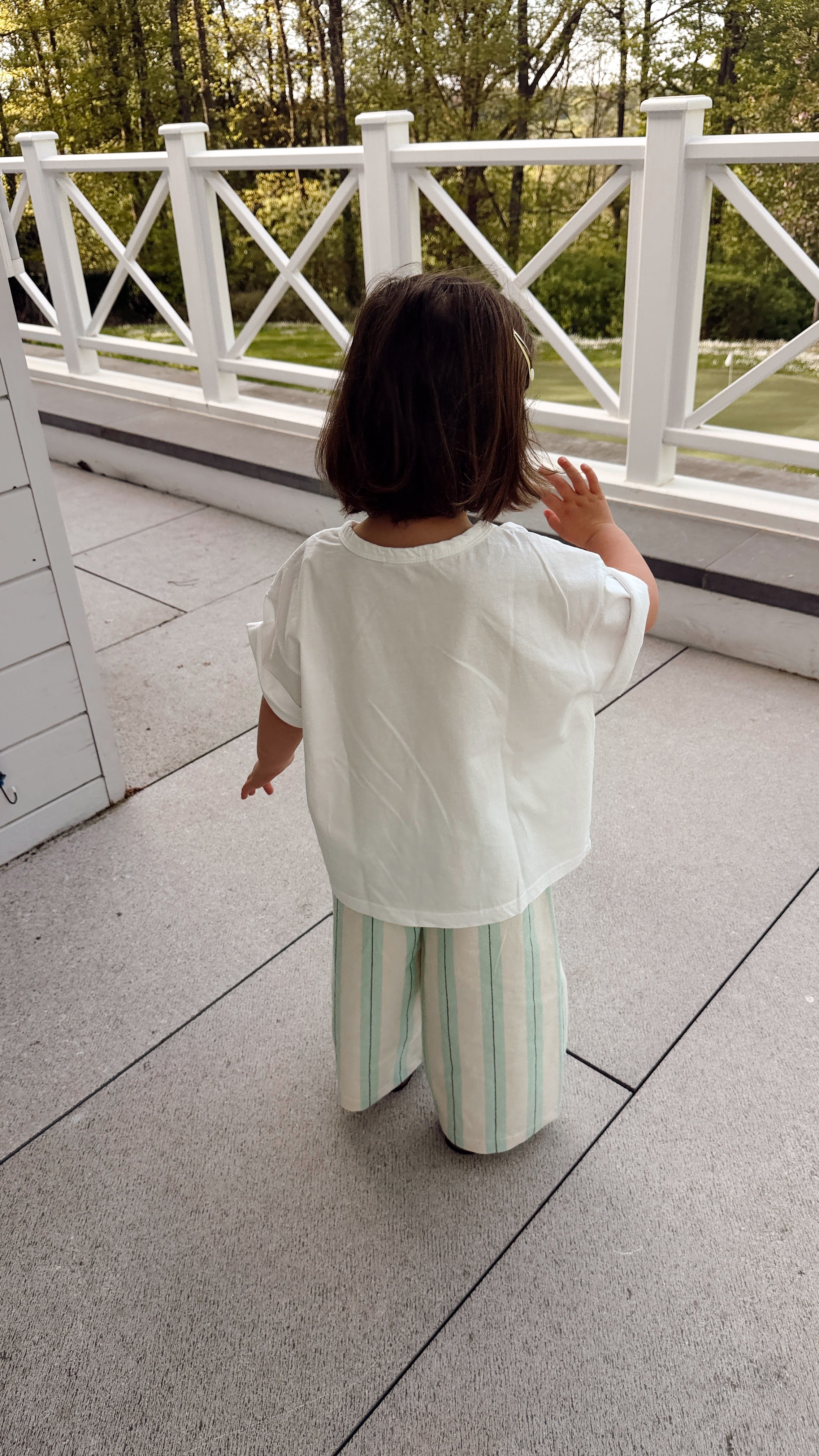 Pantalon Lino - vert à lignes