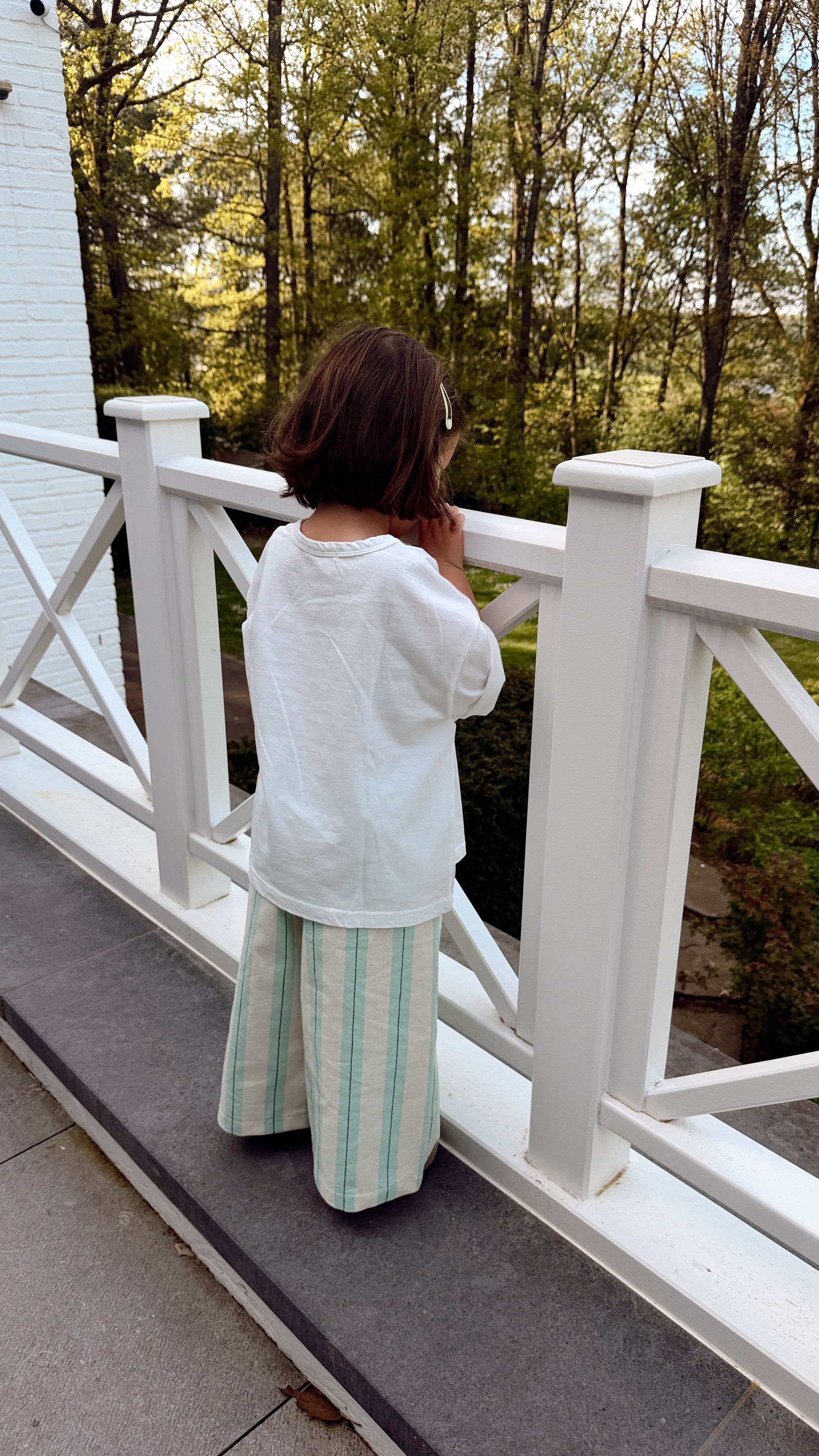 Pantalon Lino - vert à lignes