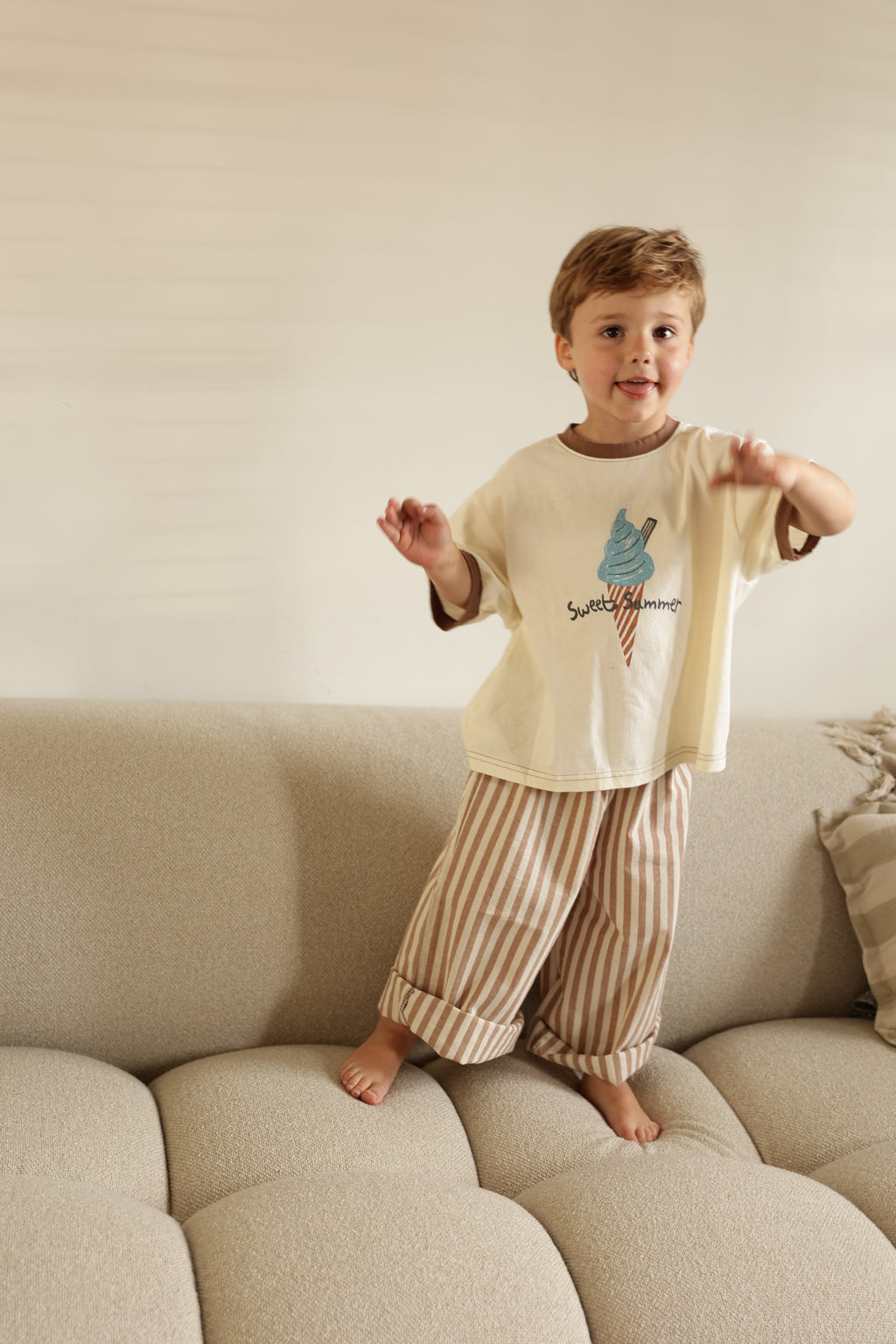 William trousers - beige with stripes