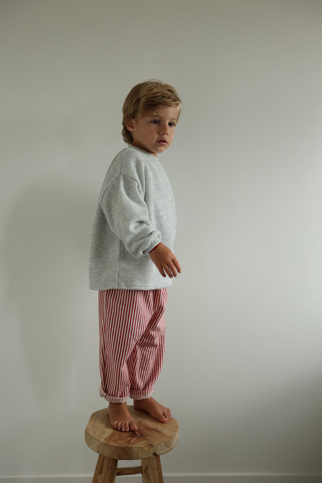 Pantalon Artus - rouge et écru ligné