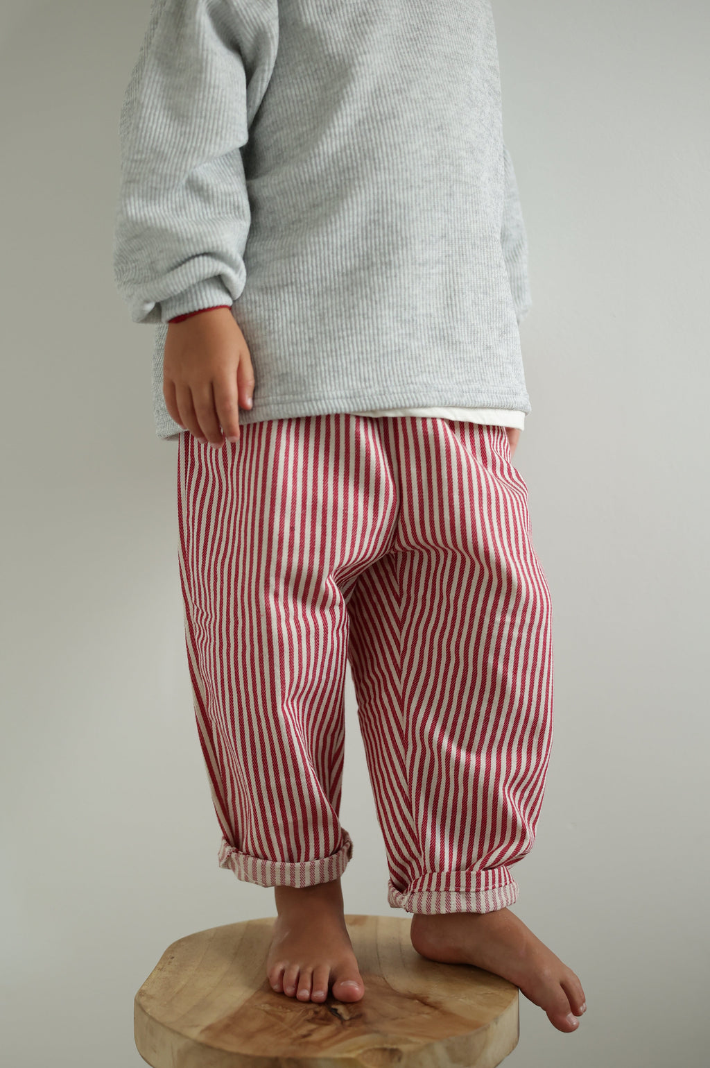 Pantalon Artus - rouge et écru ligné
