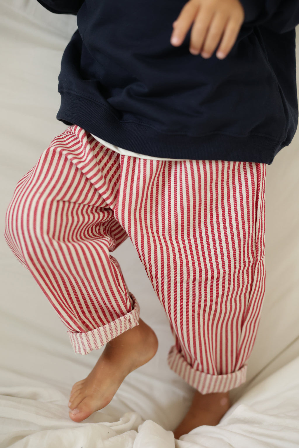 Pantalon Artus - rouge et écru ligné