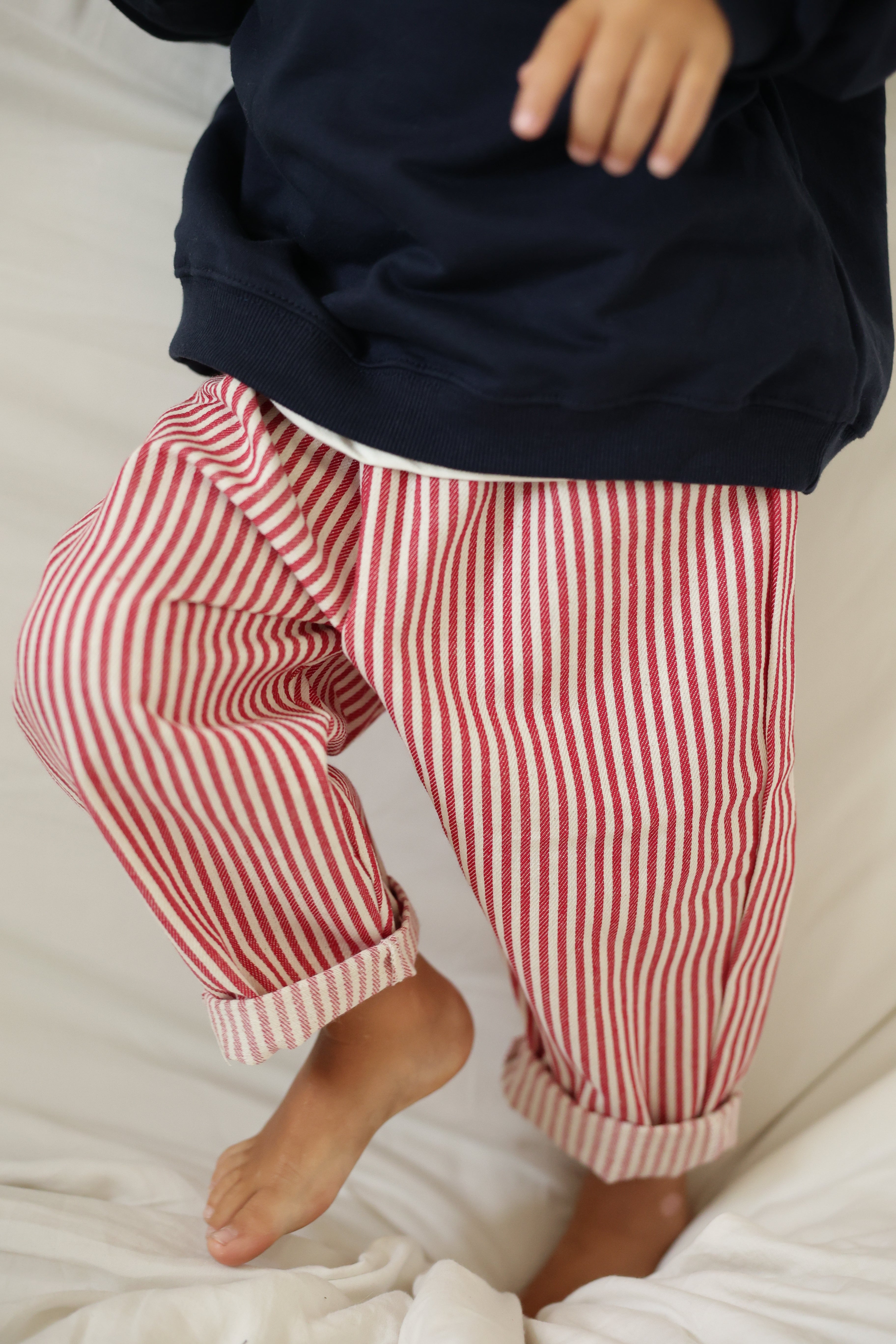 Pantalon Artus - rouge et écru ligné