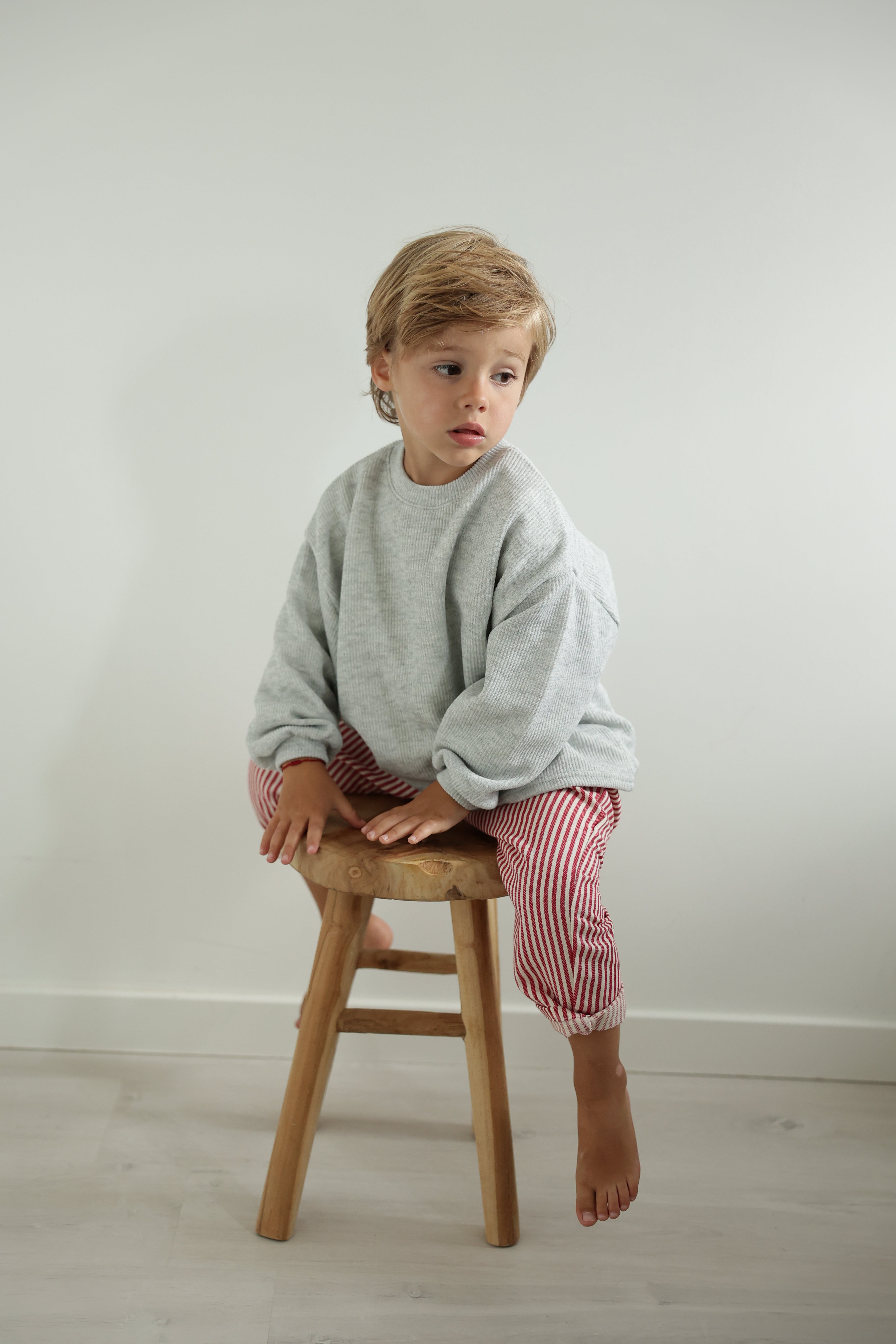 Pantalon Artus - rouge et écru ligné