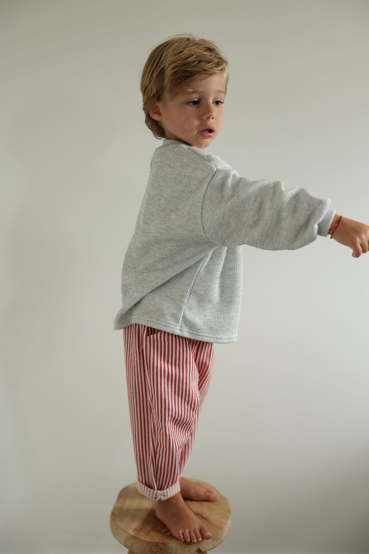 Pantalon Artus - rouge et écru ligné