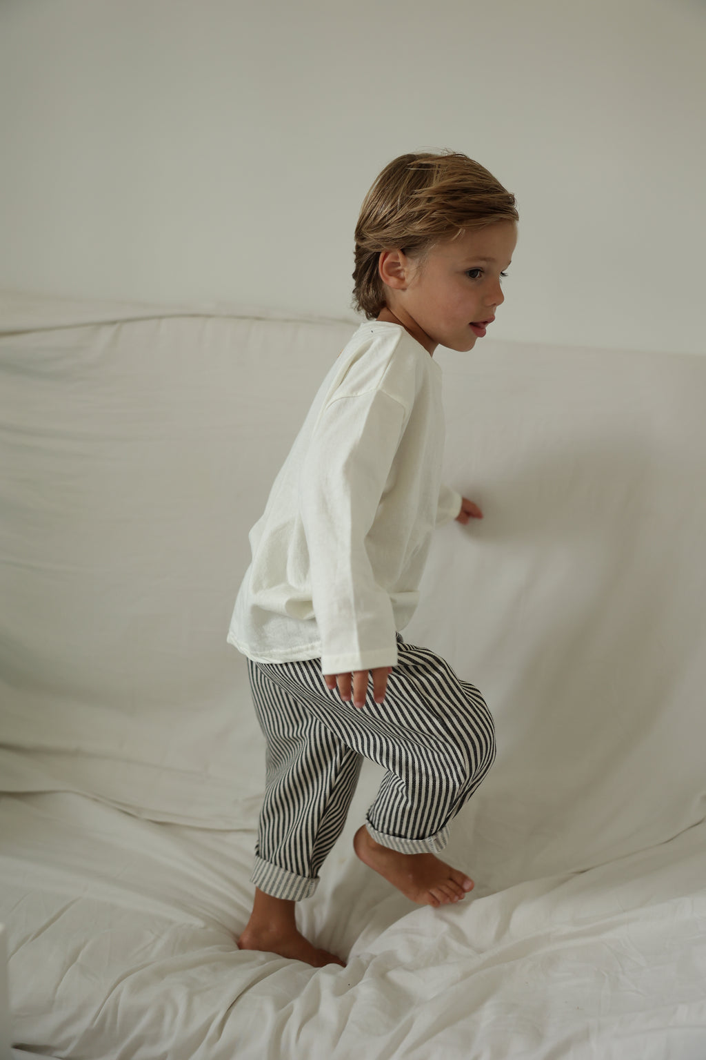 Pantalon Artus - noir et écru ligné