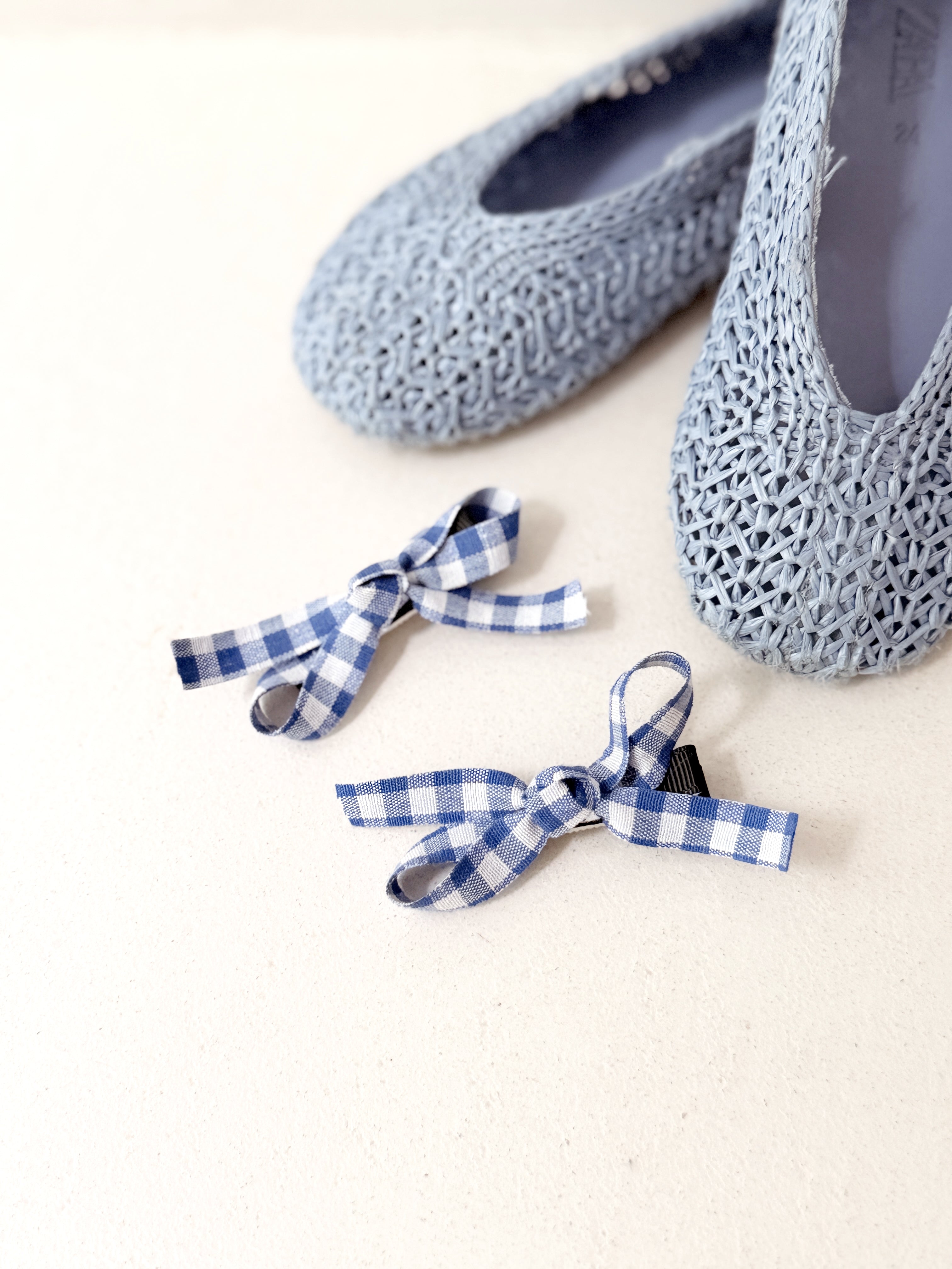 Heidi hair clips - blue gingham