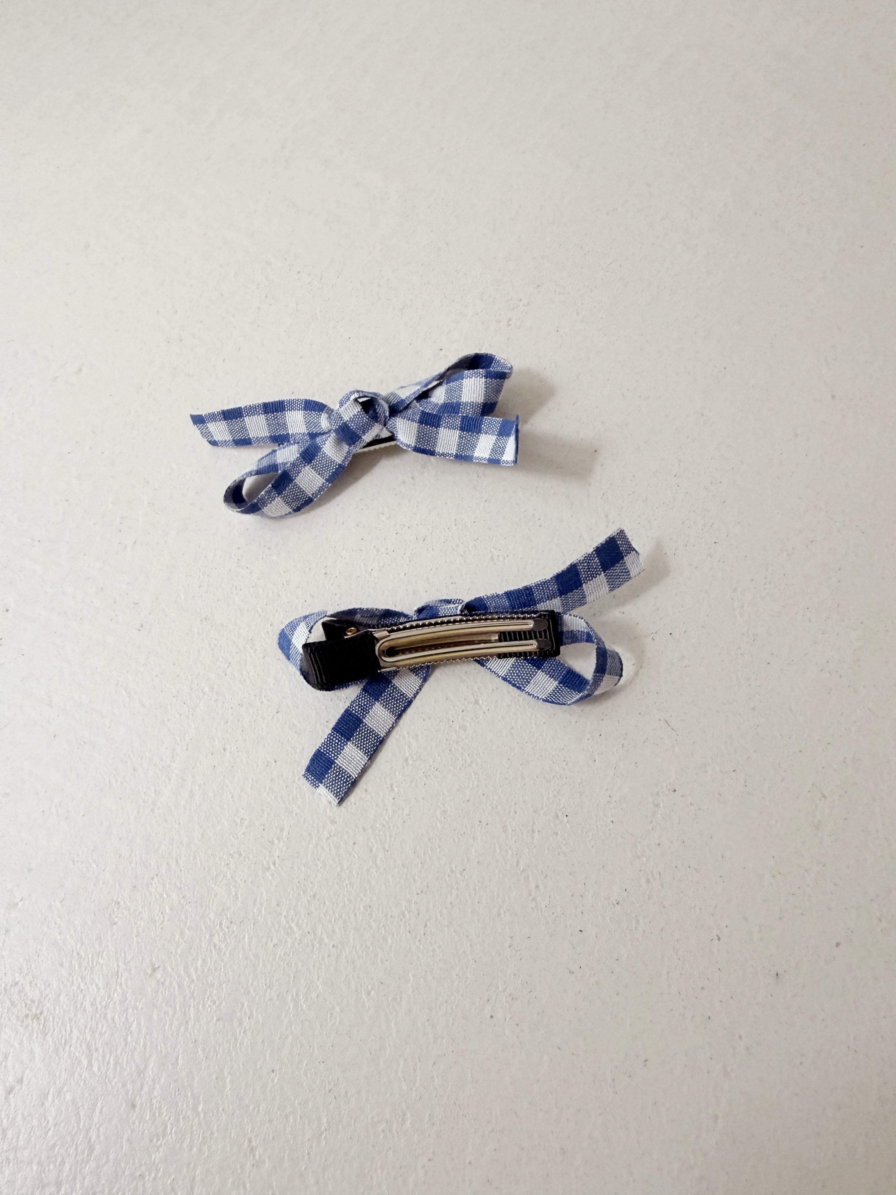 Heidi hair clips - blue gingham