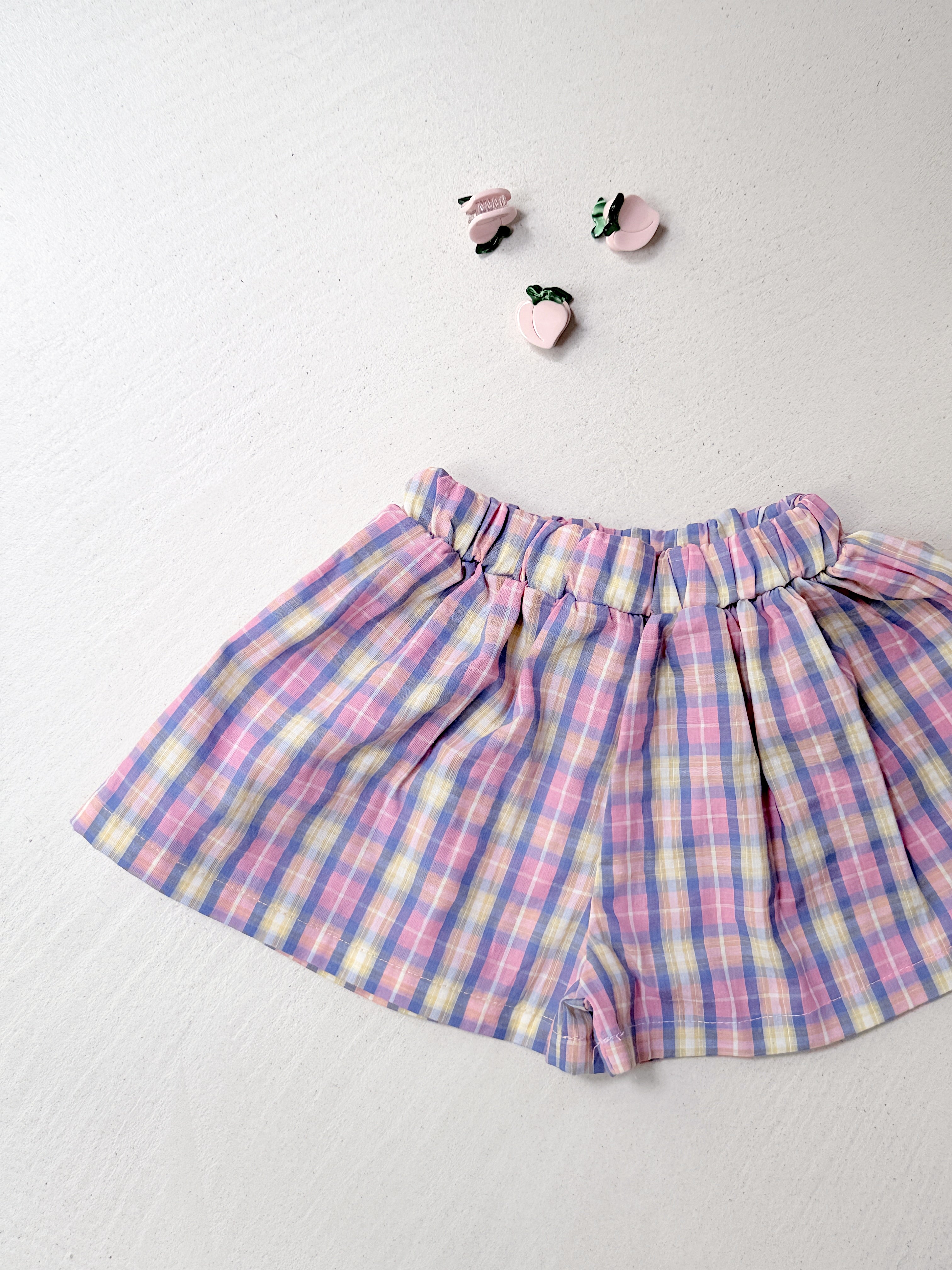 Short Selma - rose à carreaux