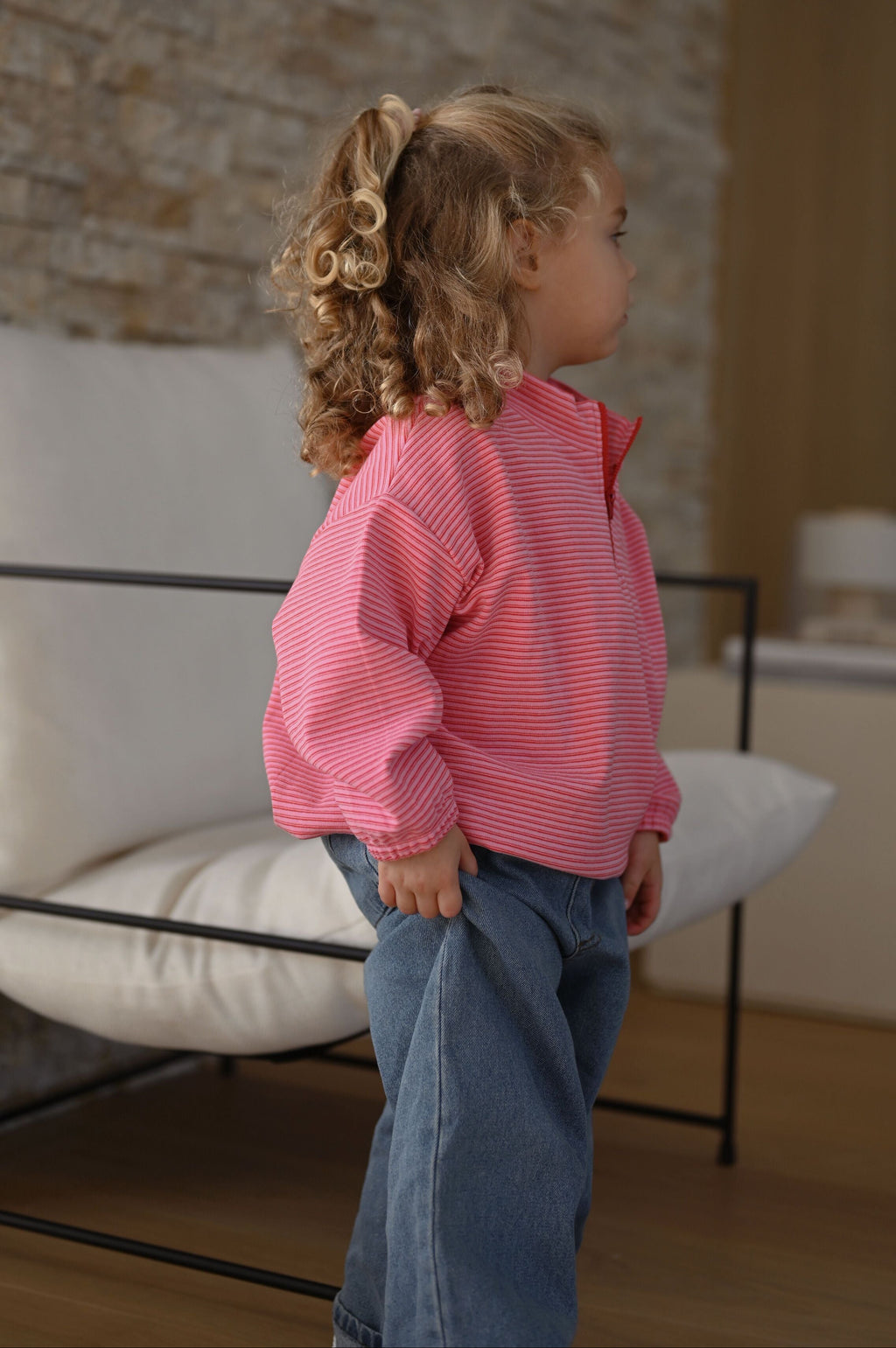 Sweat Elian - ligné rose