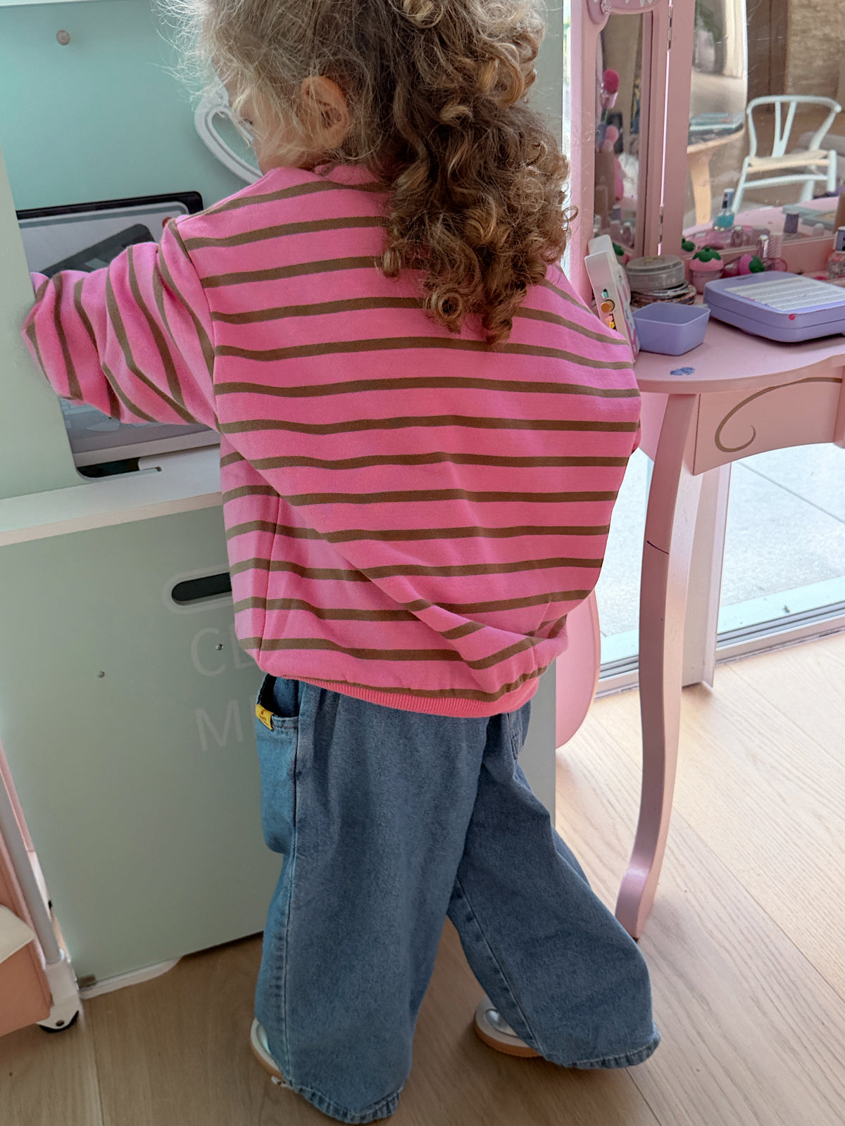 Sweat Rosie - rose ligné kaki