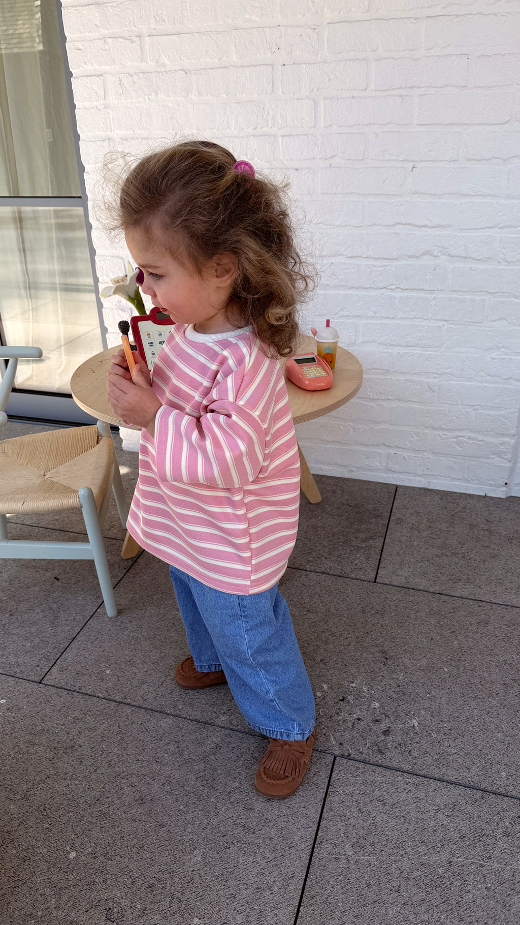 T-shirt Théa - rose et écru