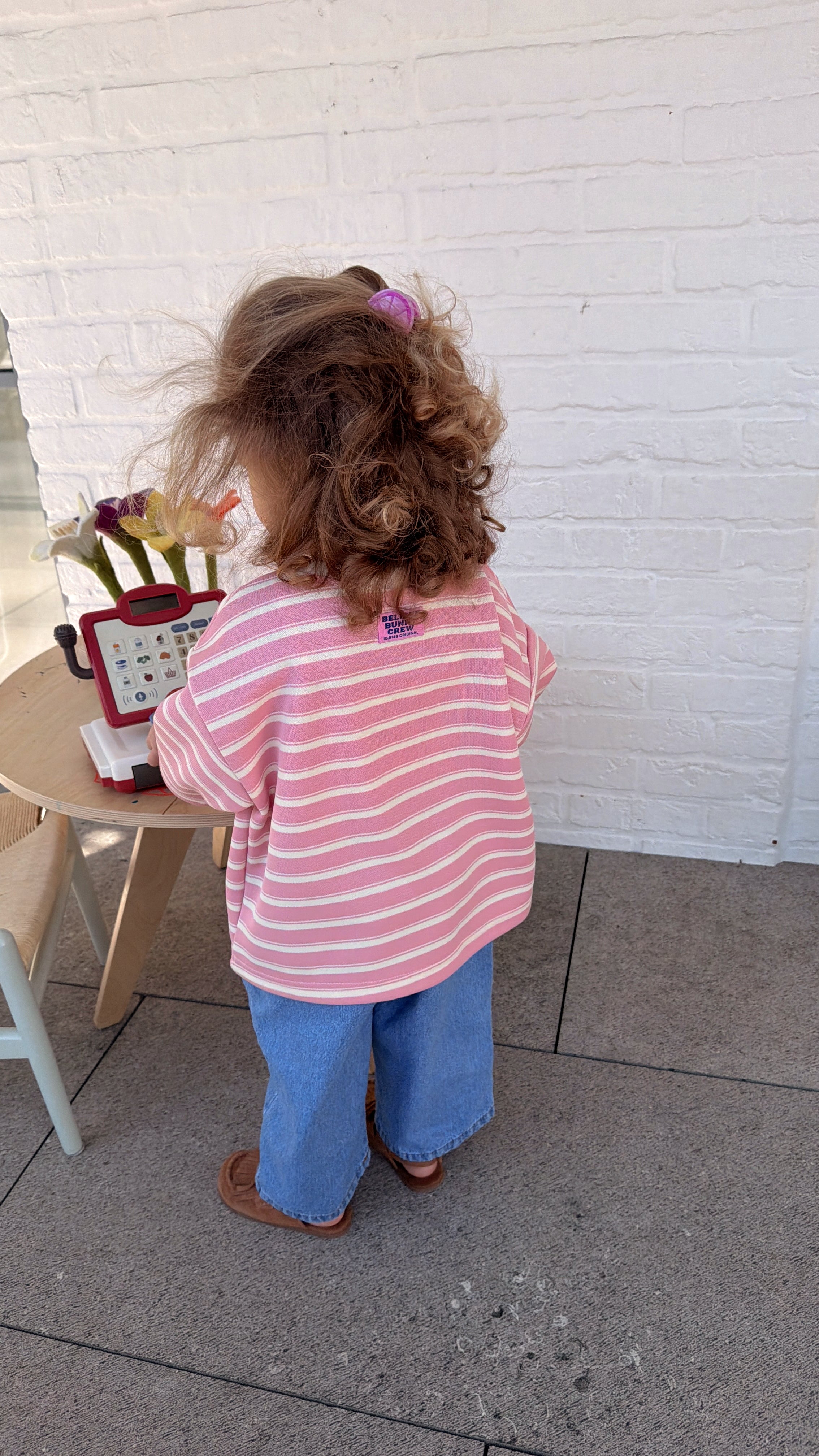 Thea T-shirt - pink and ecru