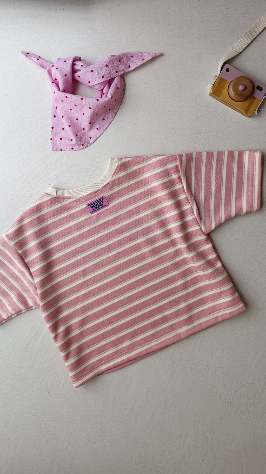 T-shirt Théa - rose et écru