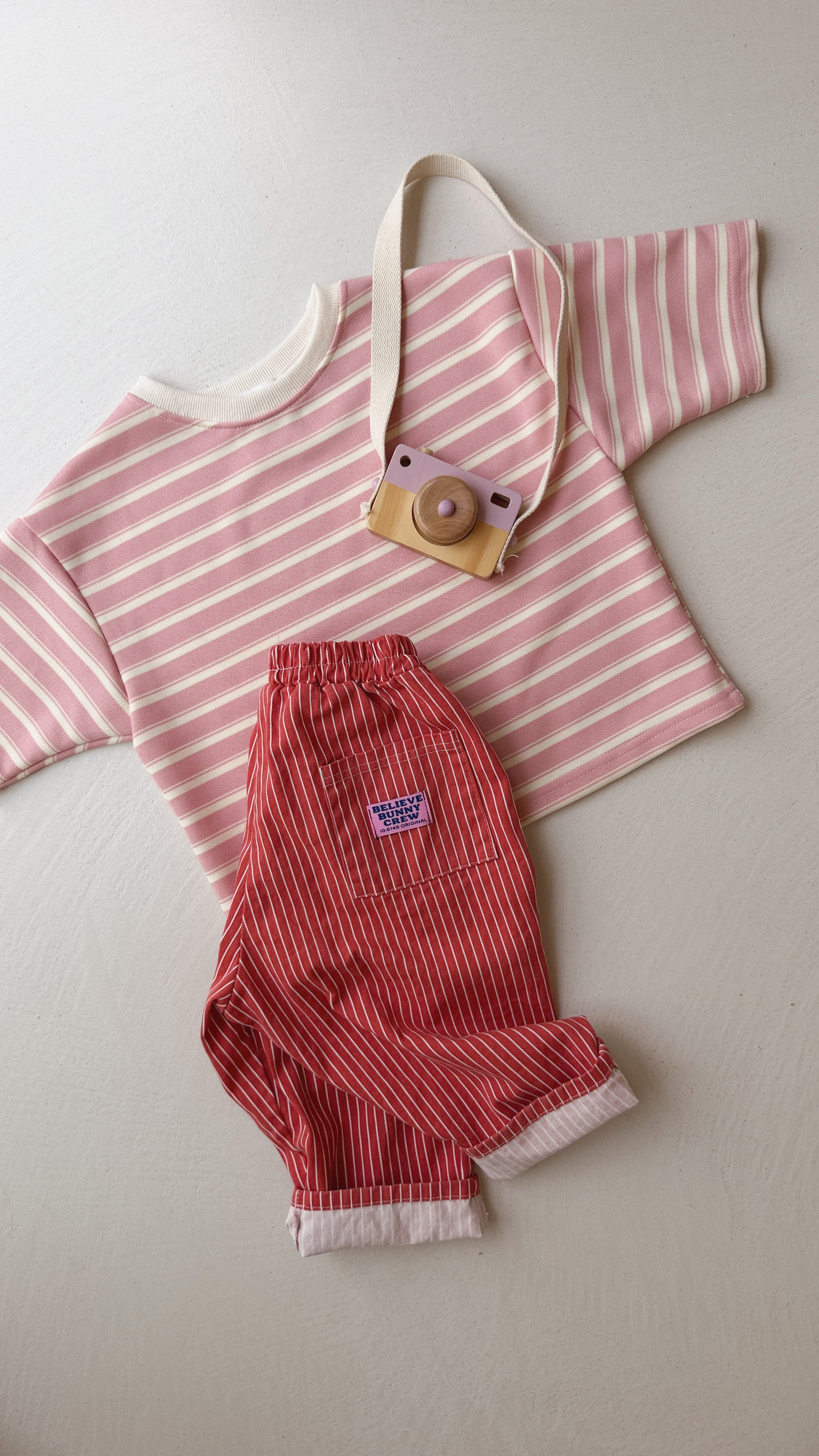 Thea T-shirt - pink and ecru