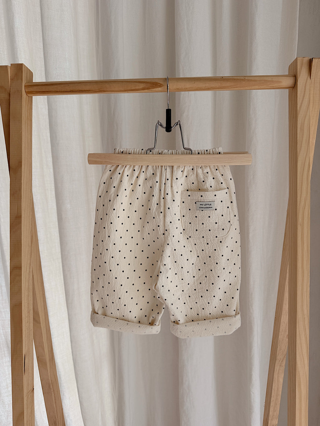 Trousers Patty - ecru with polka dots