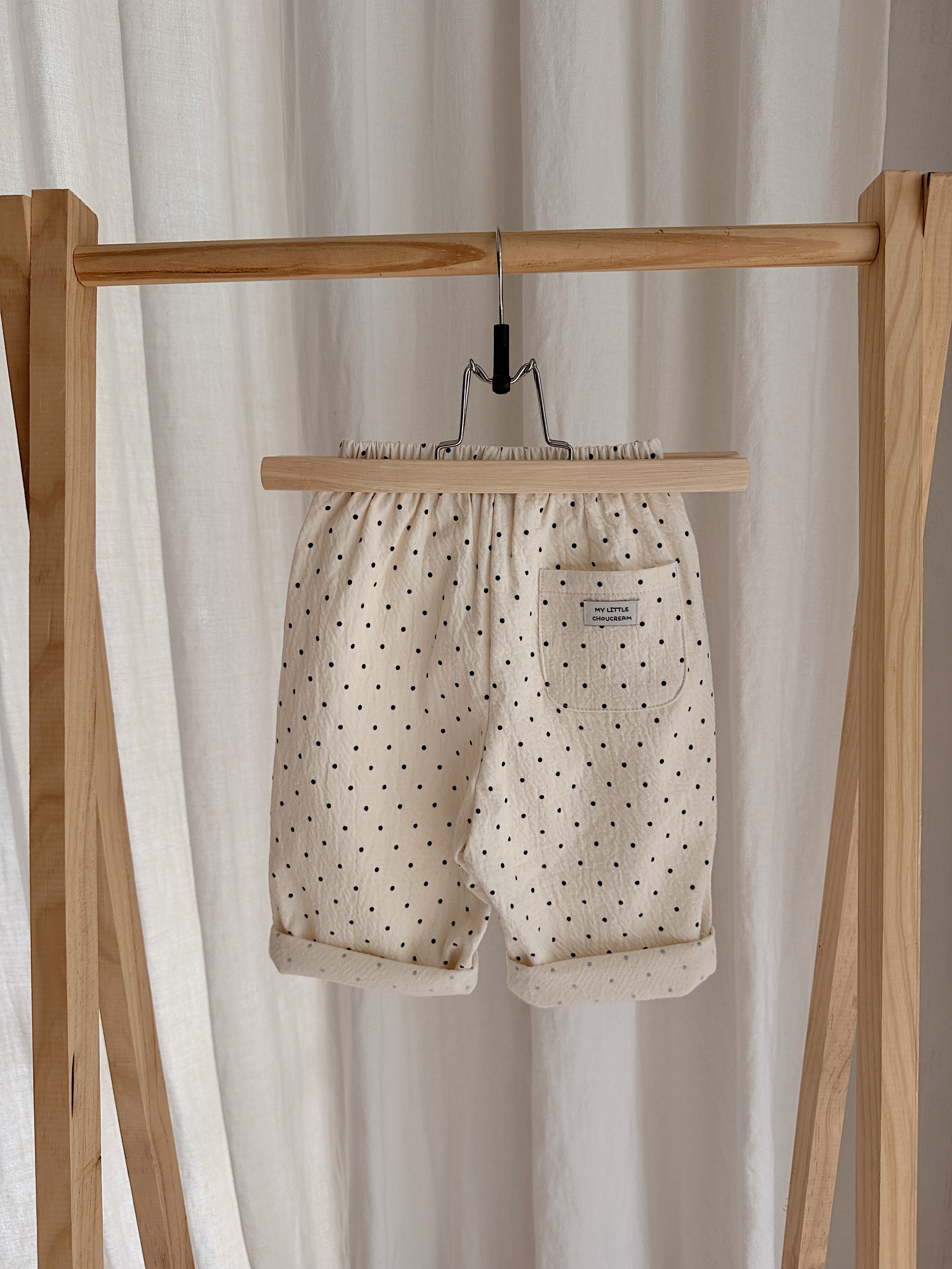 Trousers Patty - ecru with polka dots