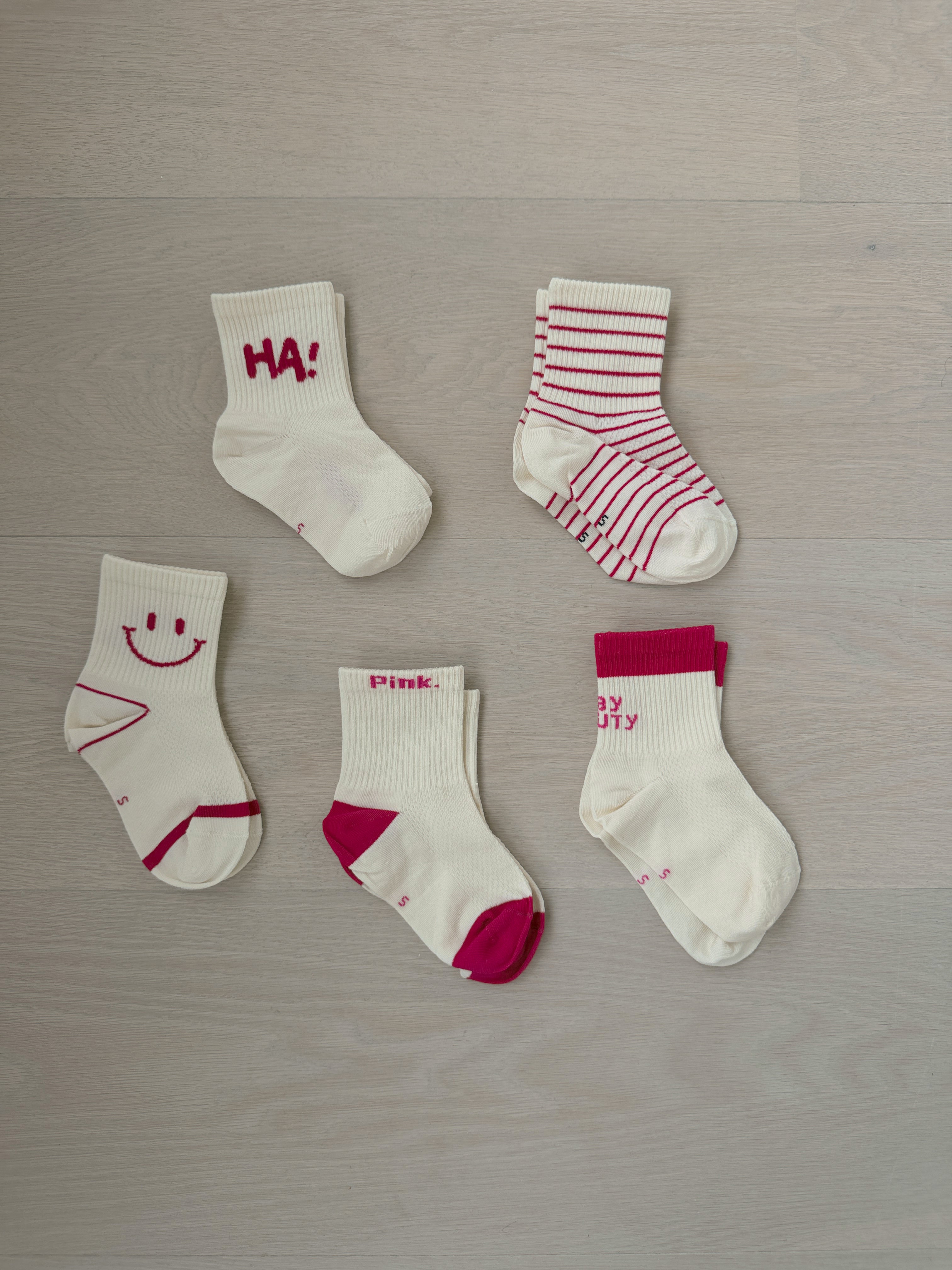 Chaussettes Jacob - écru et fuchsia