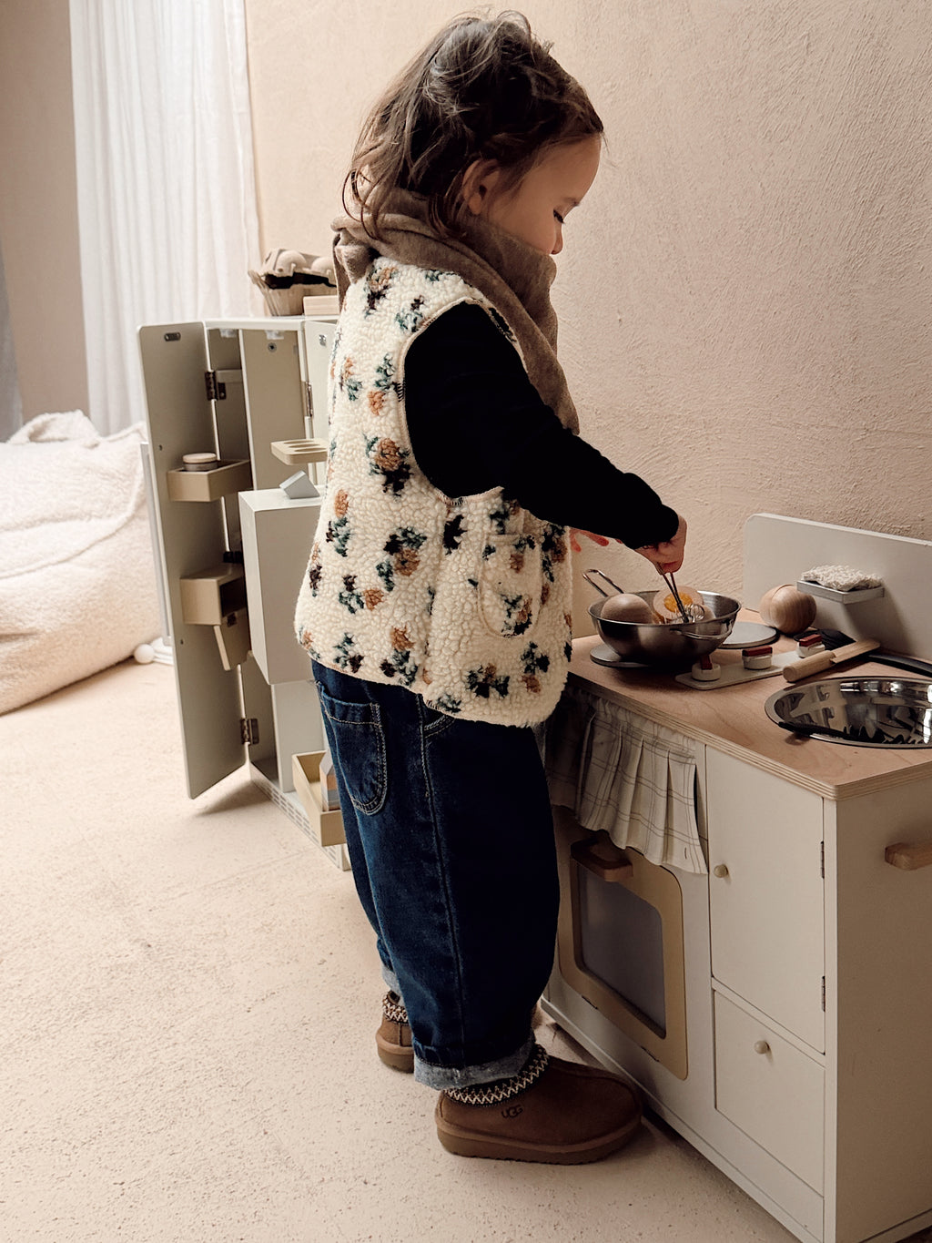 Gilet Flo - écru à motif fleuri