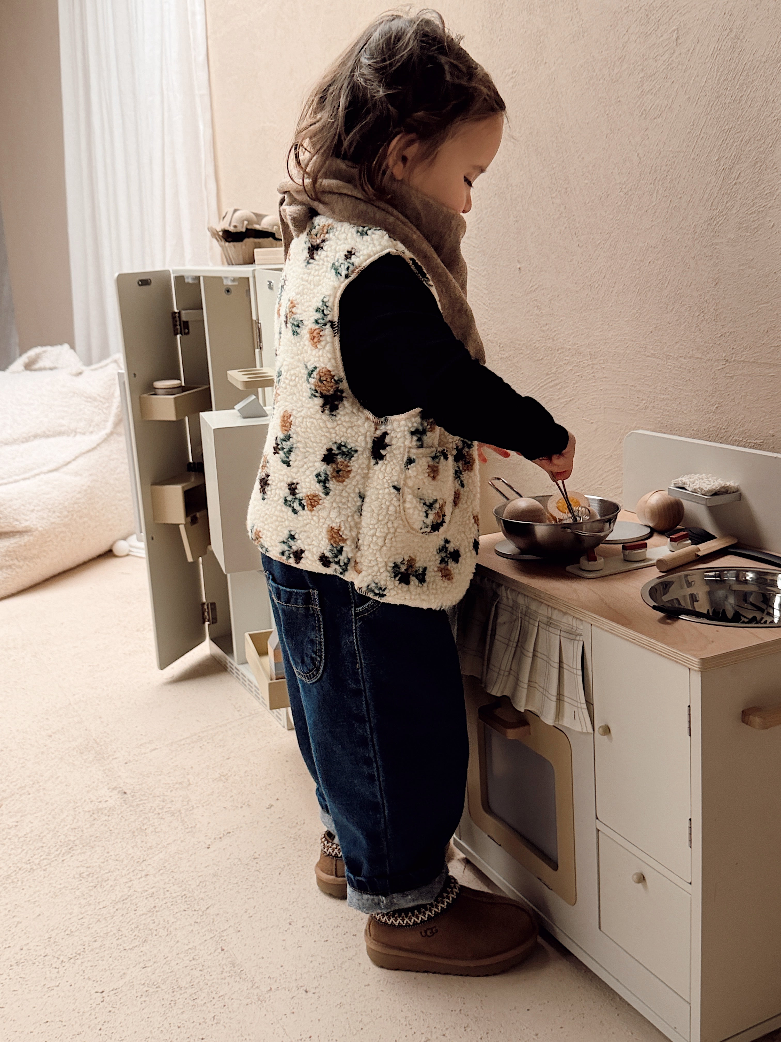 Gilet Flo - écru à motif fleuri