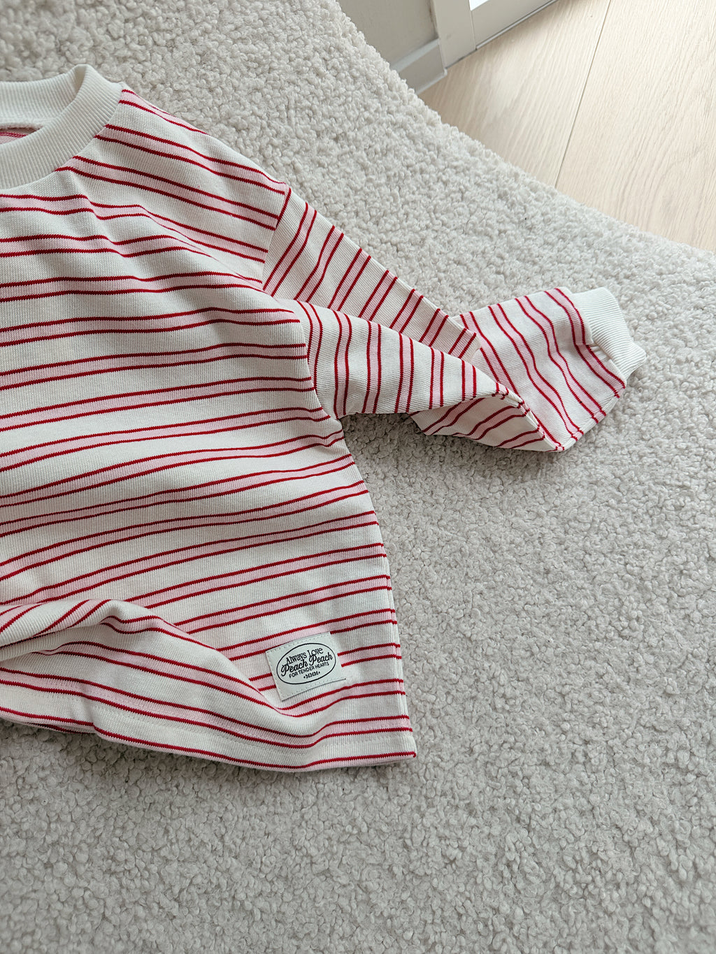 Sweater Salomé - ecru with pink stripes