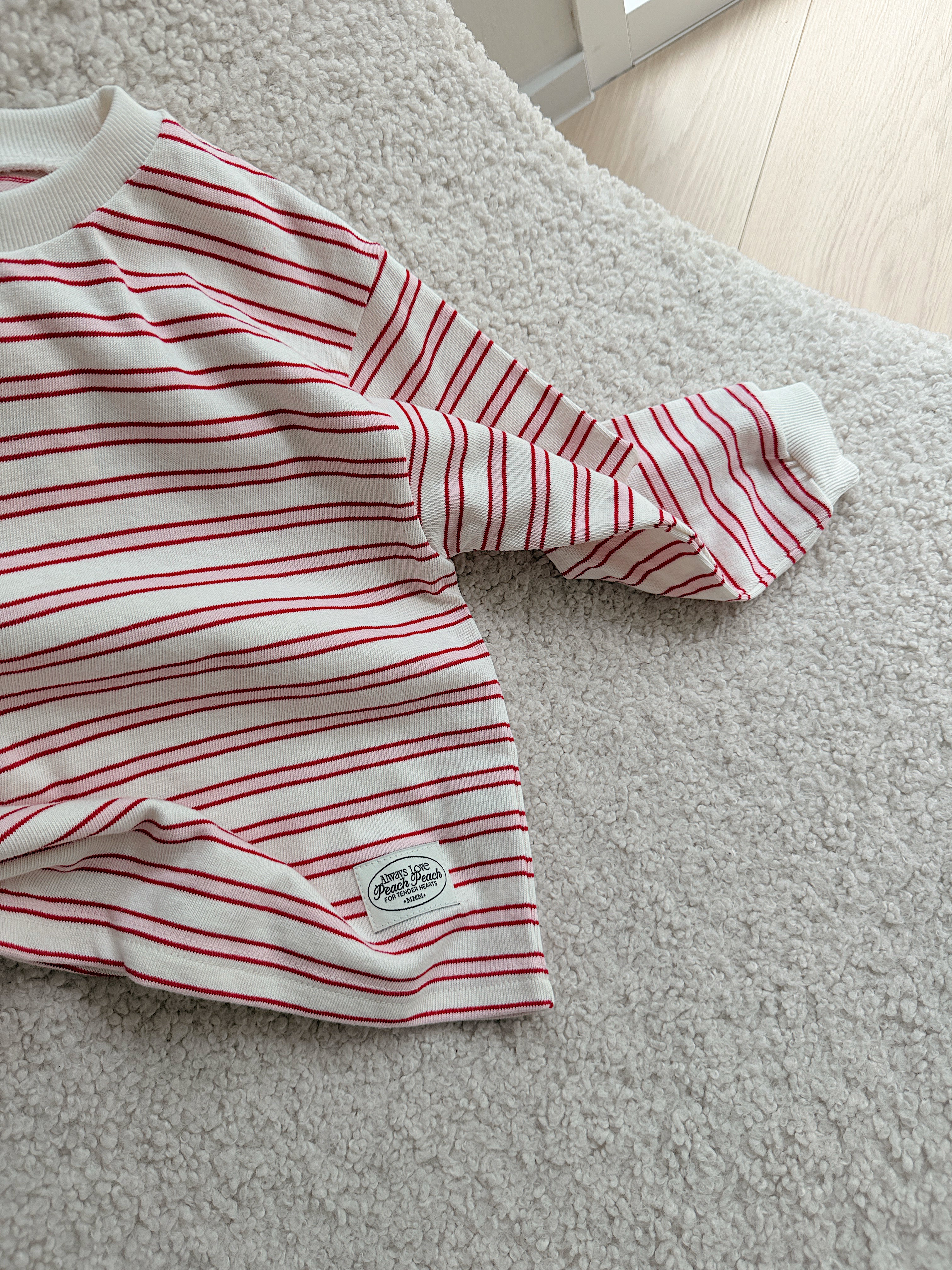 Sweater Salomé - ecru with pink stripes