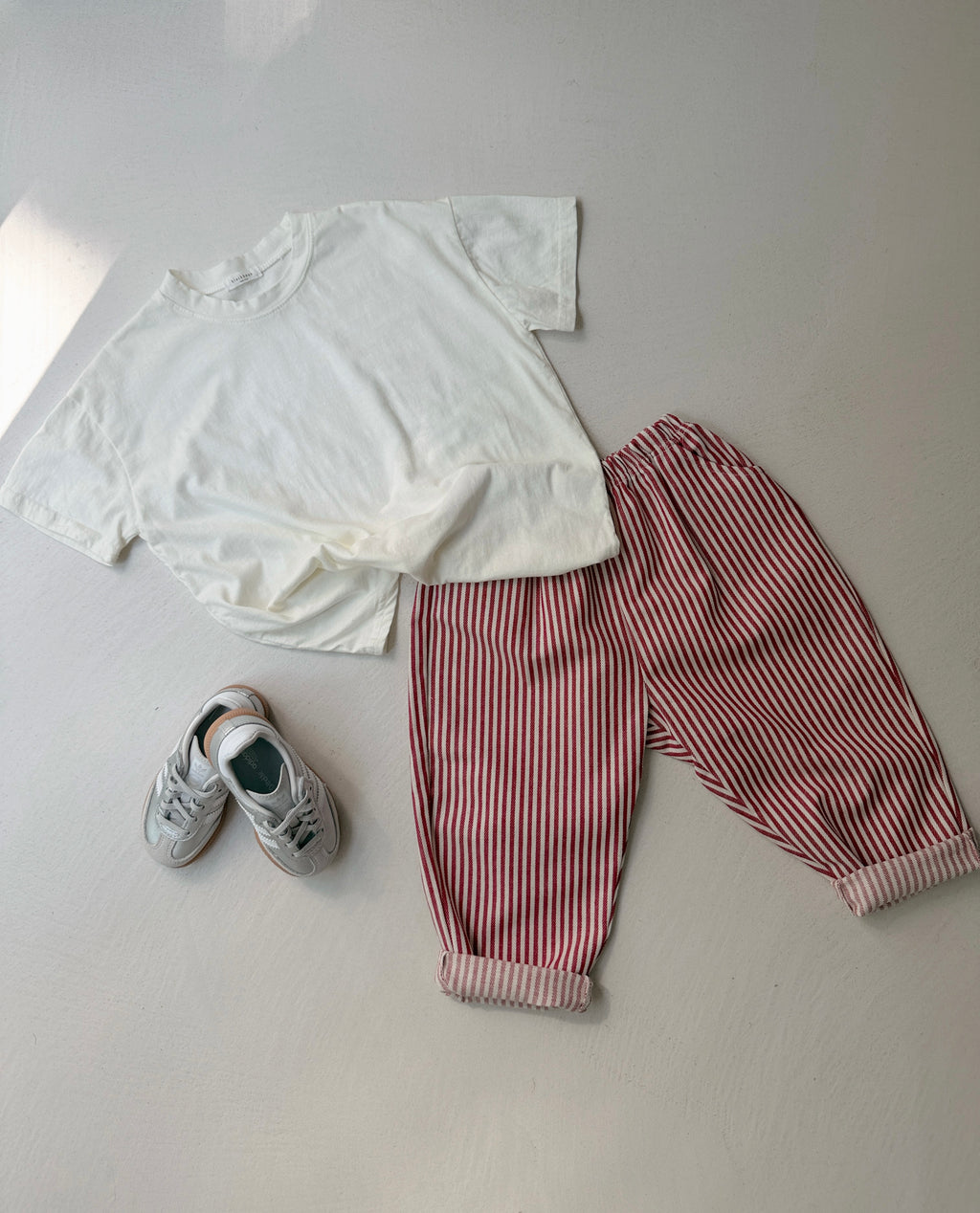 Pantalon Artus - rouge et écru ligné