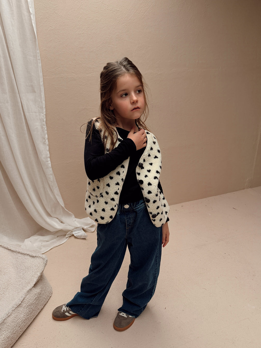 Gilet Flo - écru à motif coeur