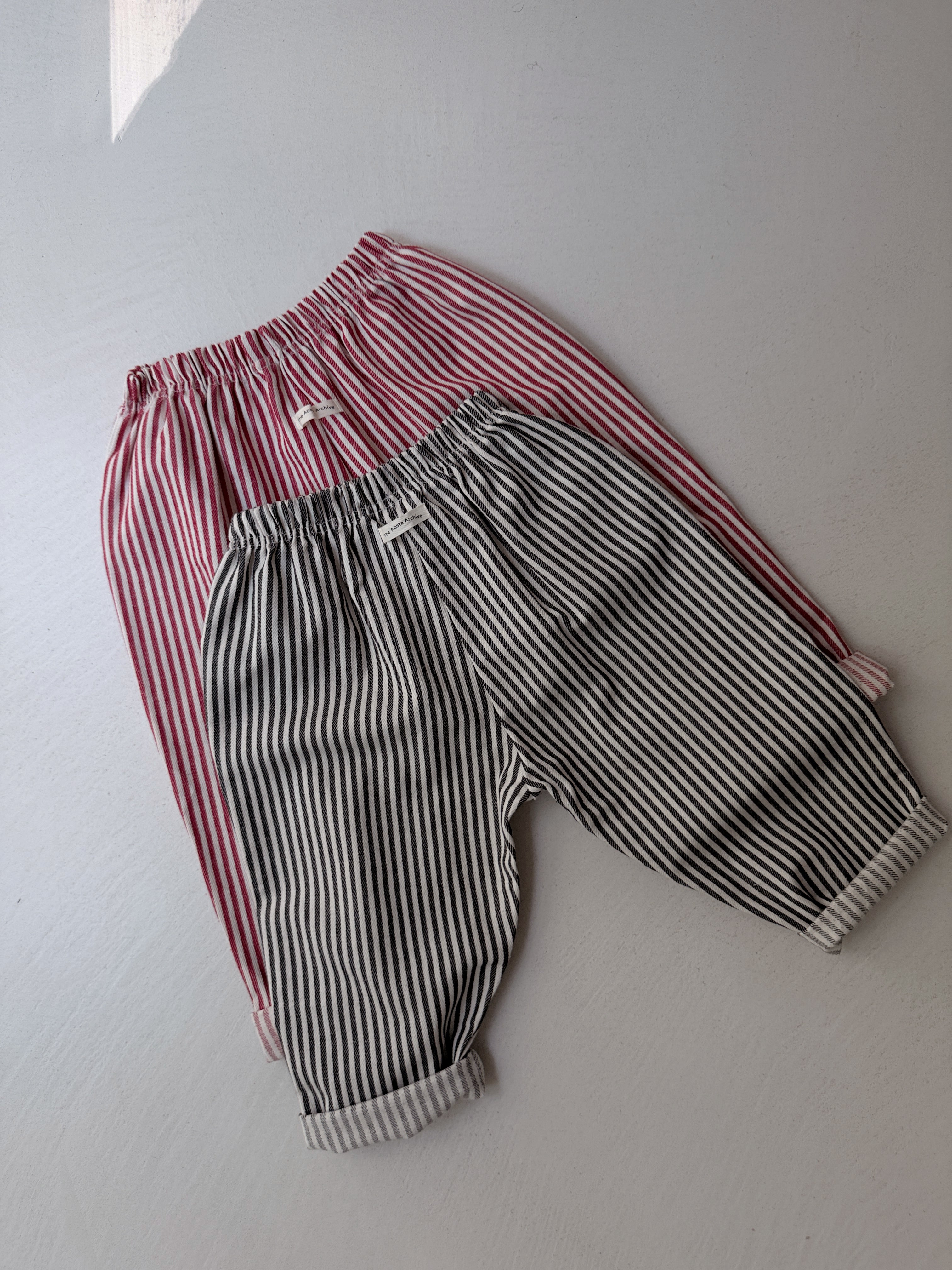 Pantalon Artus - rouge et écru ligné