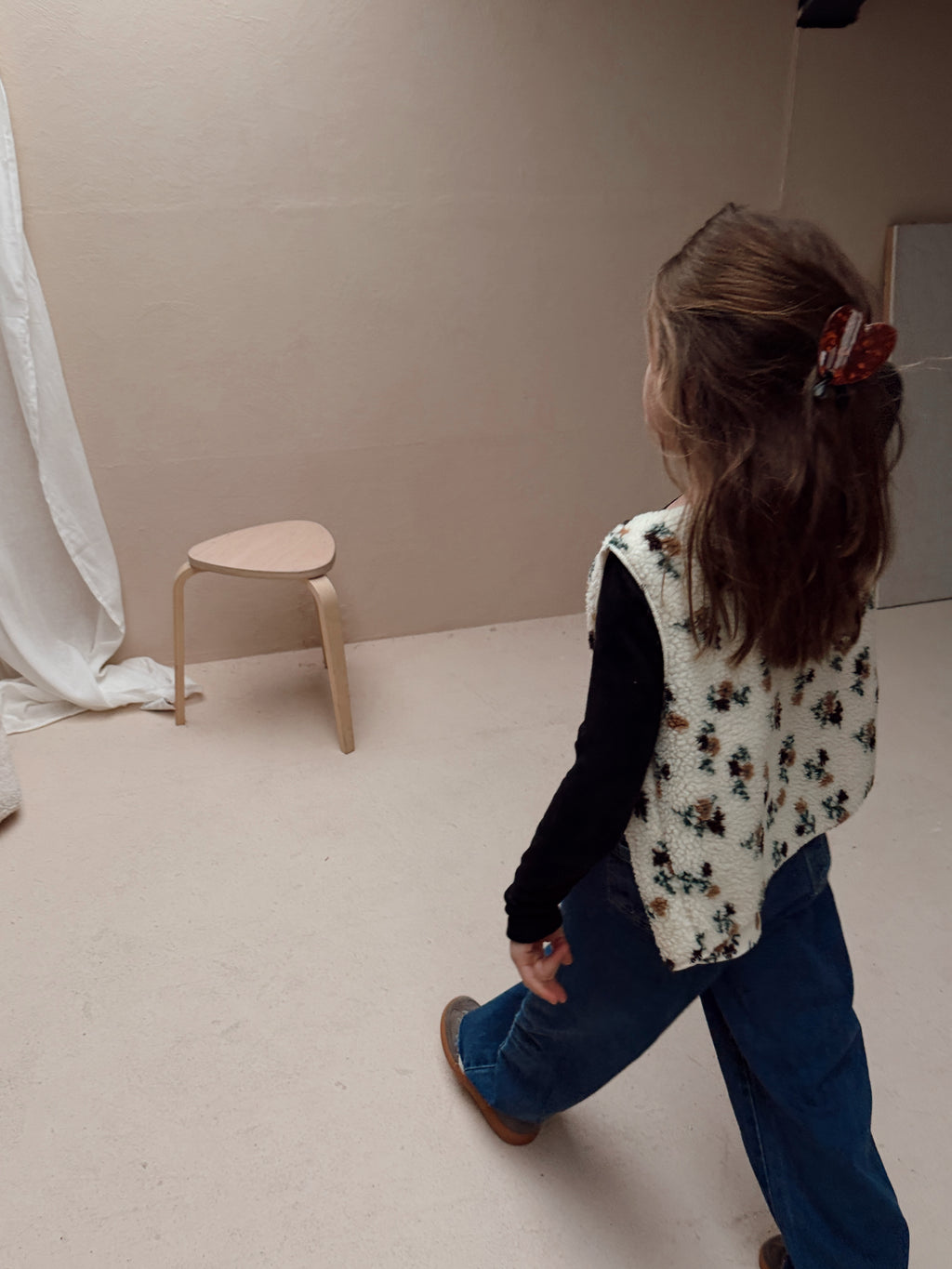 Gilet Flo - écru à motif fleuri