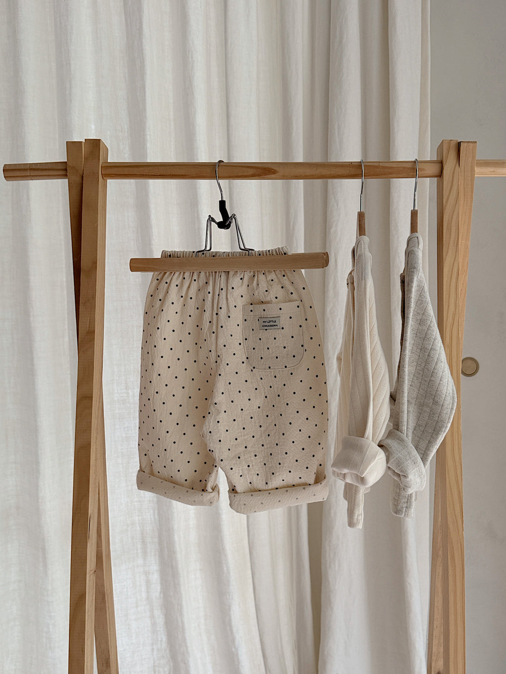 Trousers Patty - ecru with polka dots