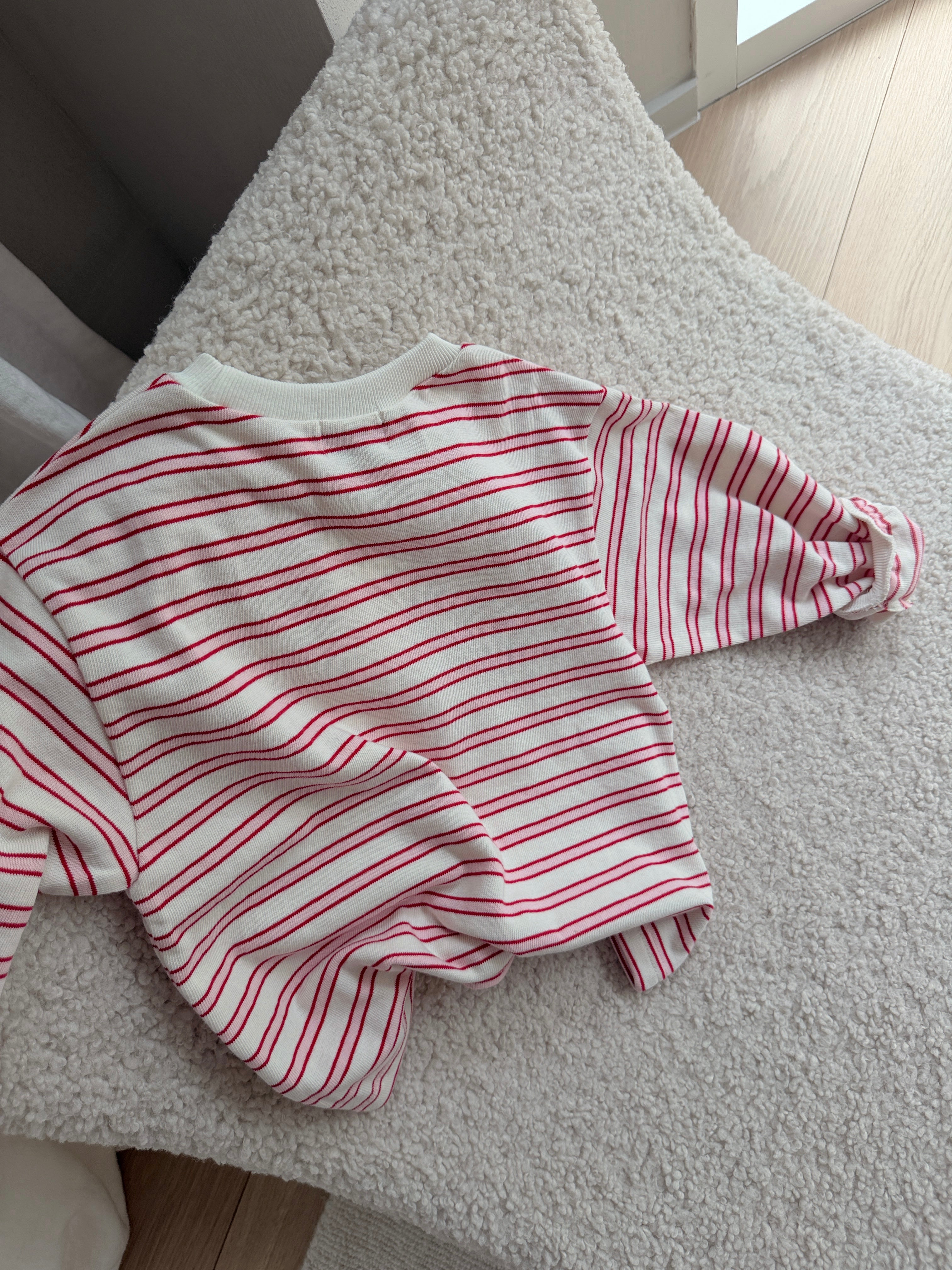Sweater Salomé - ecru with pink stripes