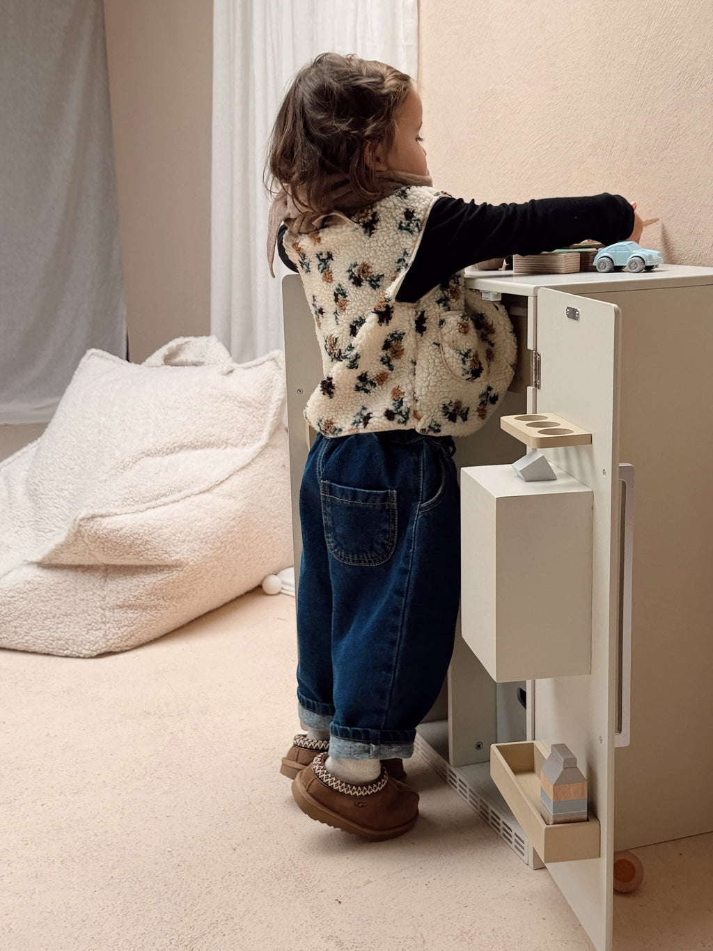 Gilet Flo - écru à motif fleuri