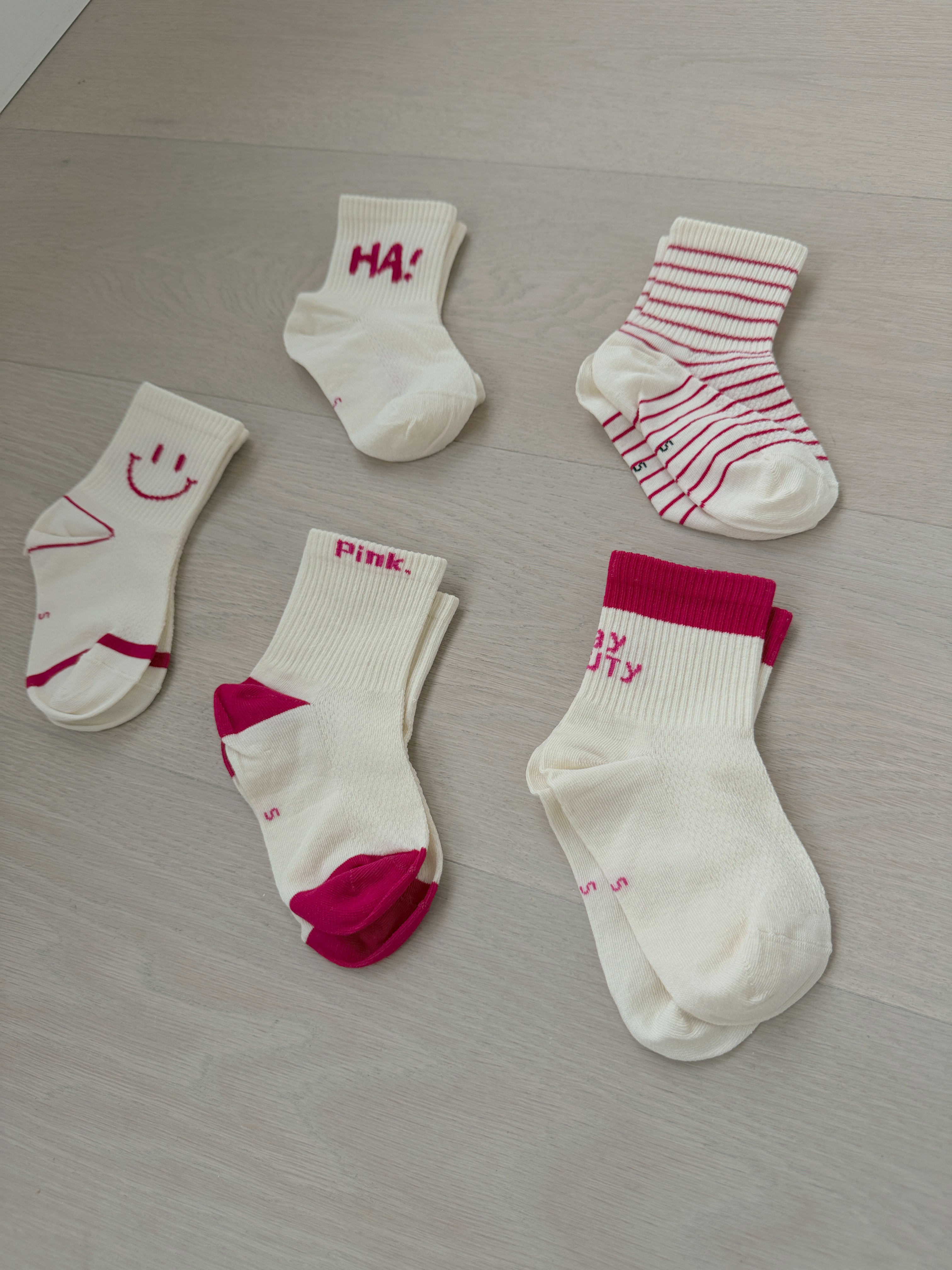 Chaussettes Jacob - écru et fuchsia