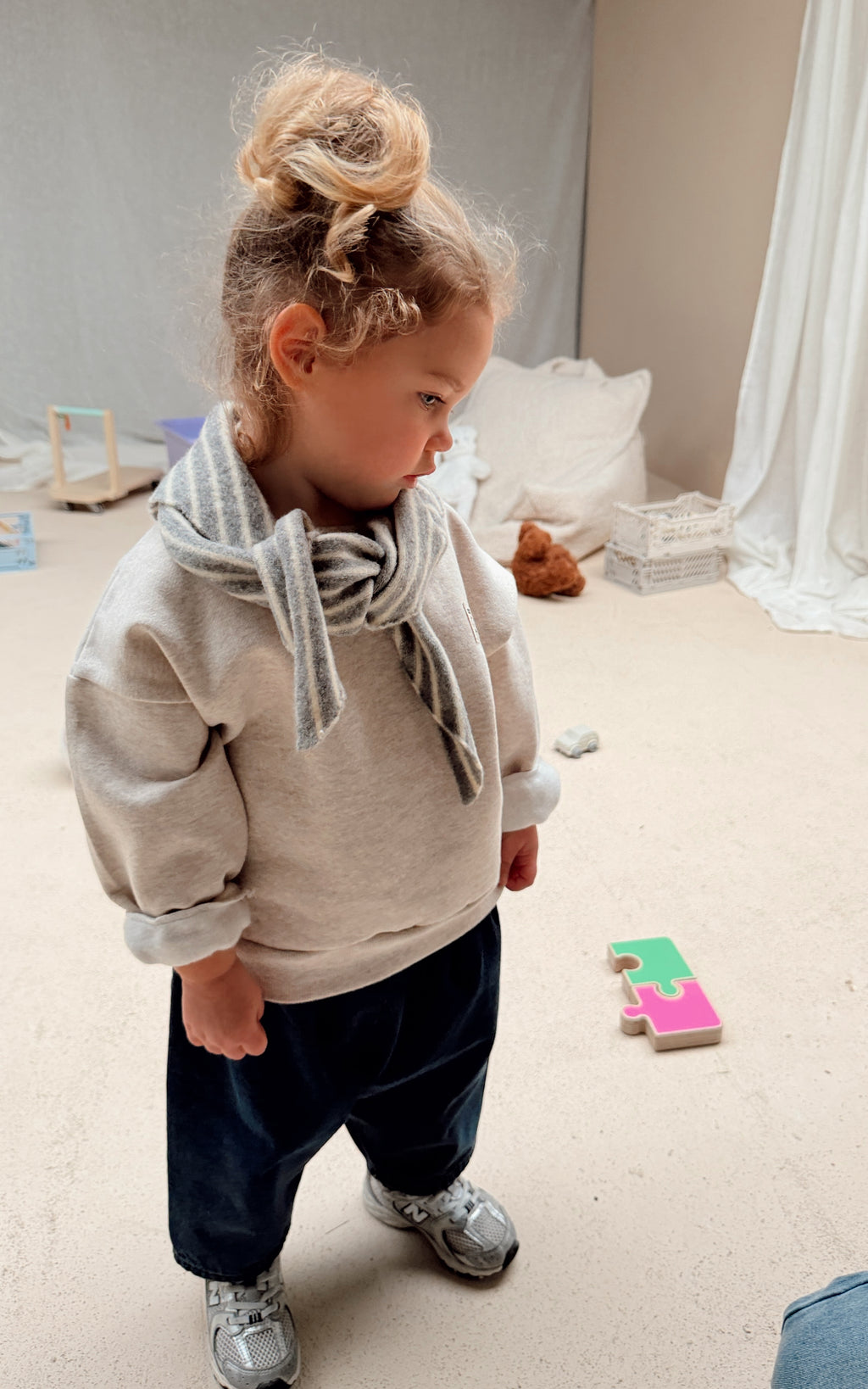 Echarpe Stripy - gris et écru