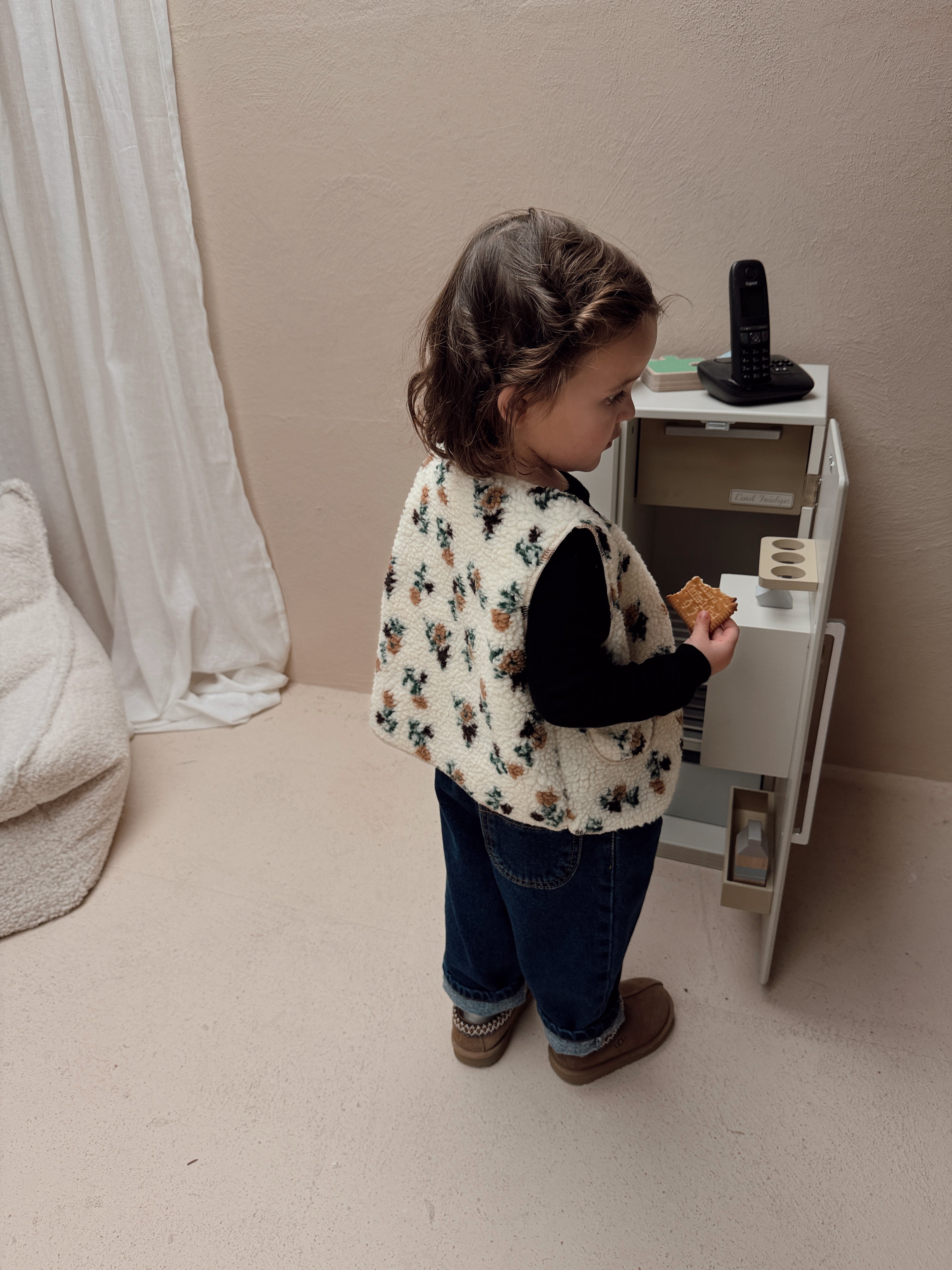 Gilet Flo - écru à motif fleuri