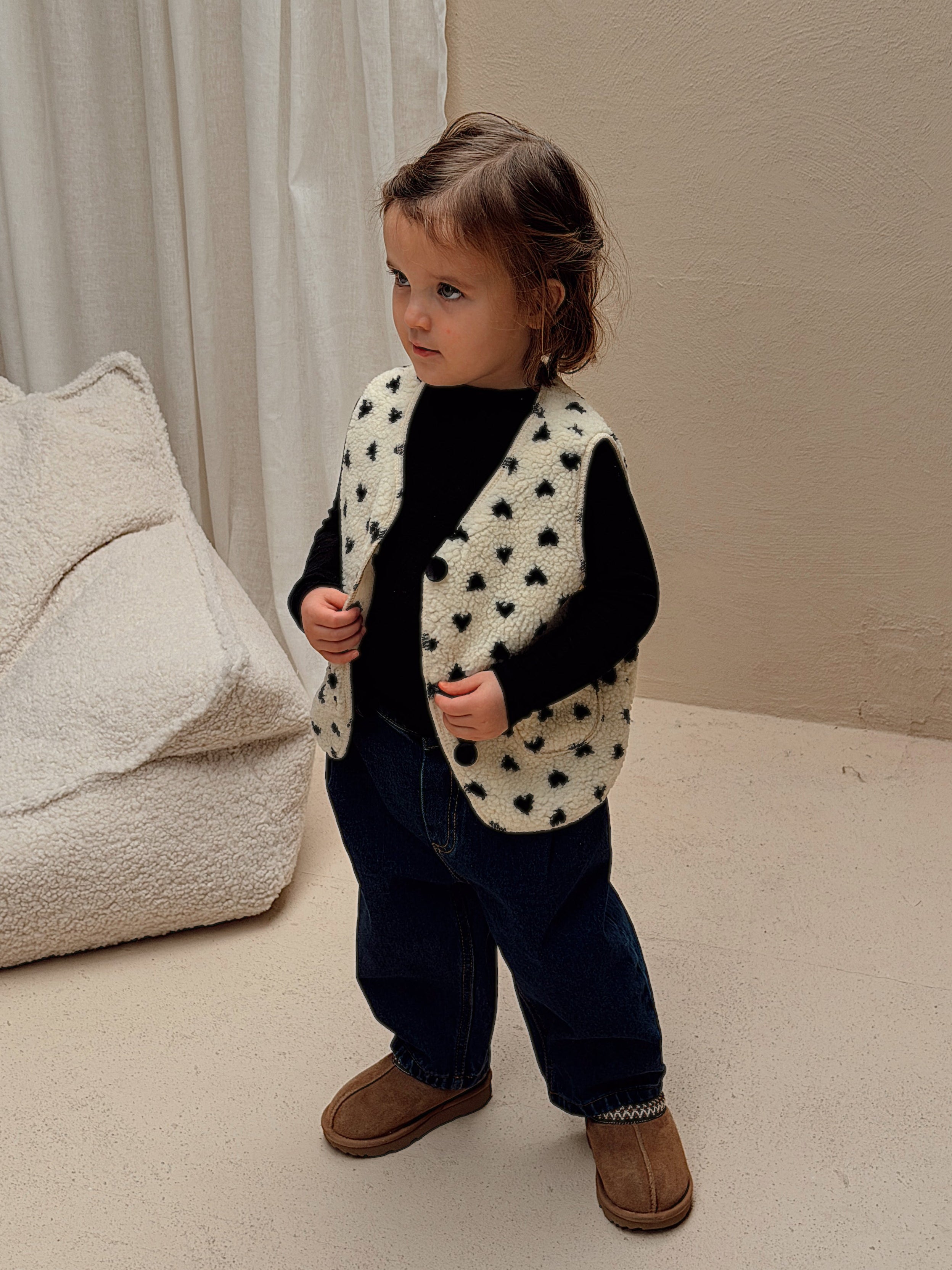 Gilet Flo - écru à motif coeur