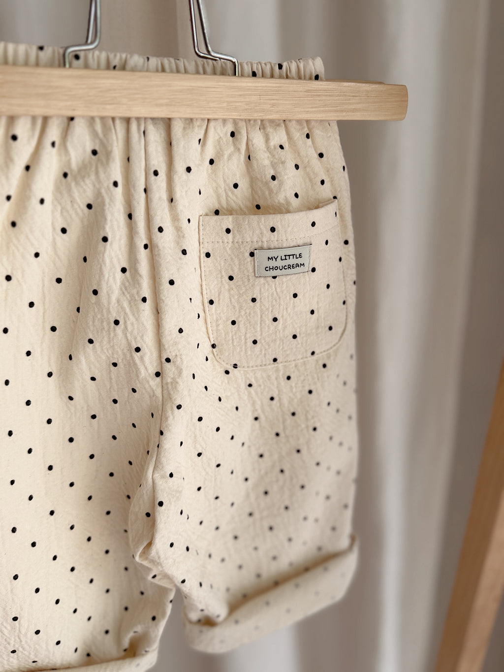 Trousers Patty - ecru with polka dots