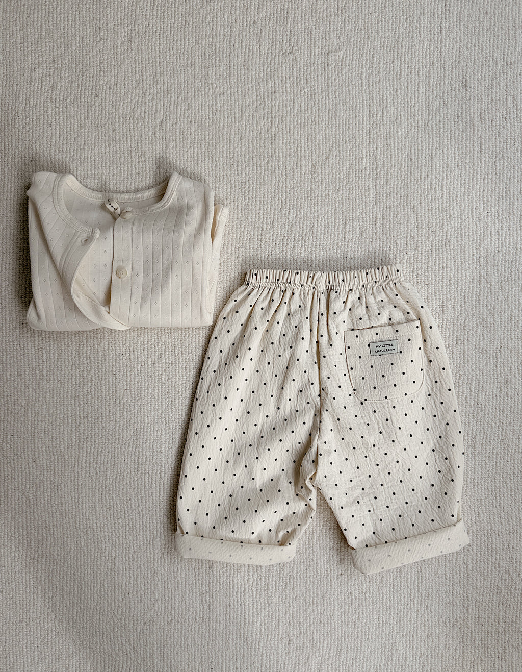 Trousers Patty - ecru with polka dots